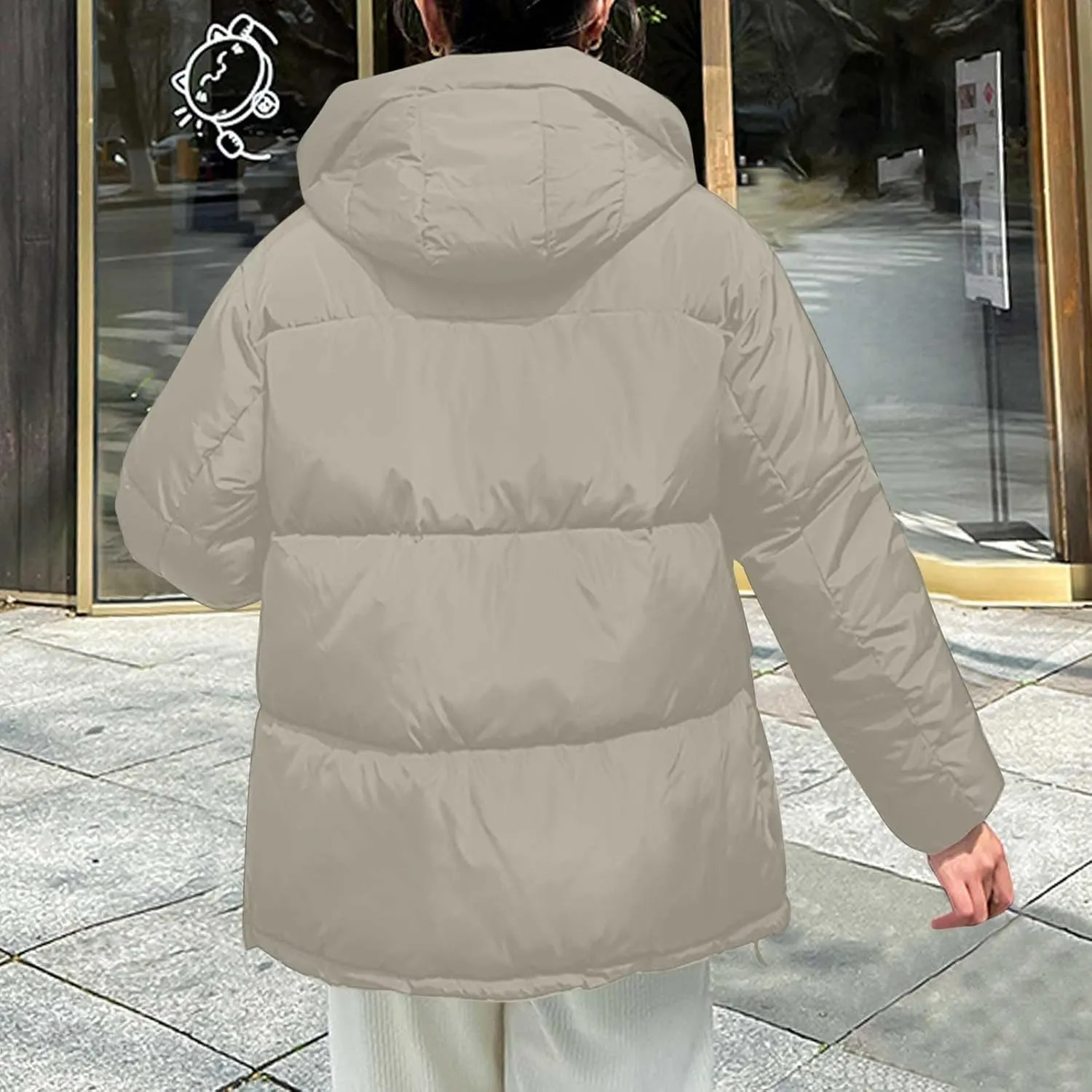 Warm Winter Coats for Women 2024 Trendy Loose Hooded Puffer Jacket Down Coat Puffy Wadded Jackets Overcoat