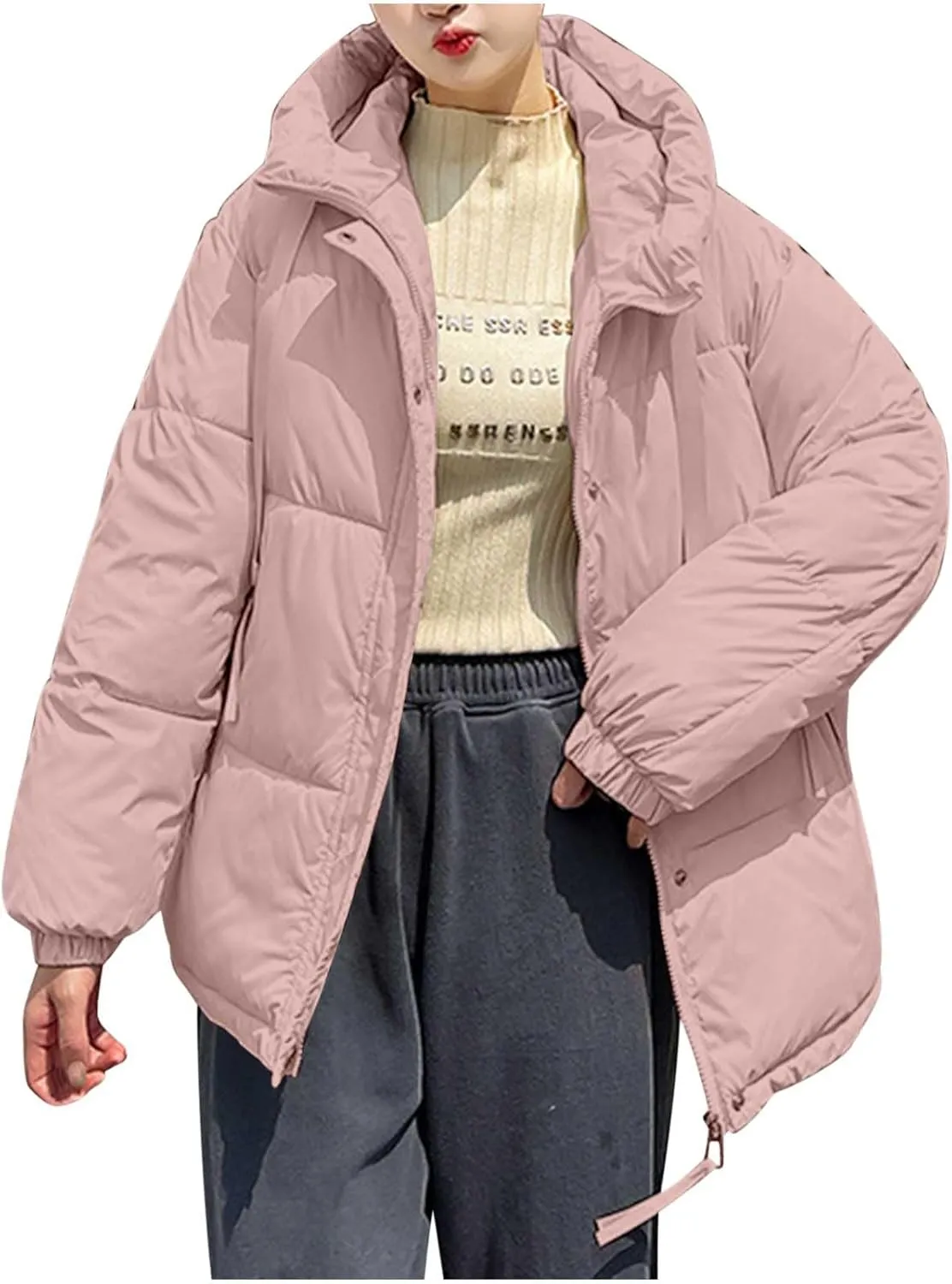 Warm Winter Coats for Women 2025 Trendy Loose Hooded Puffer Jacket Down Coat Puffy Wadded Jackets Overcoat