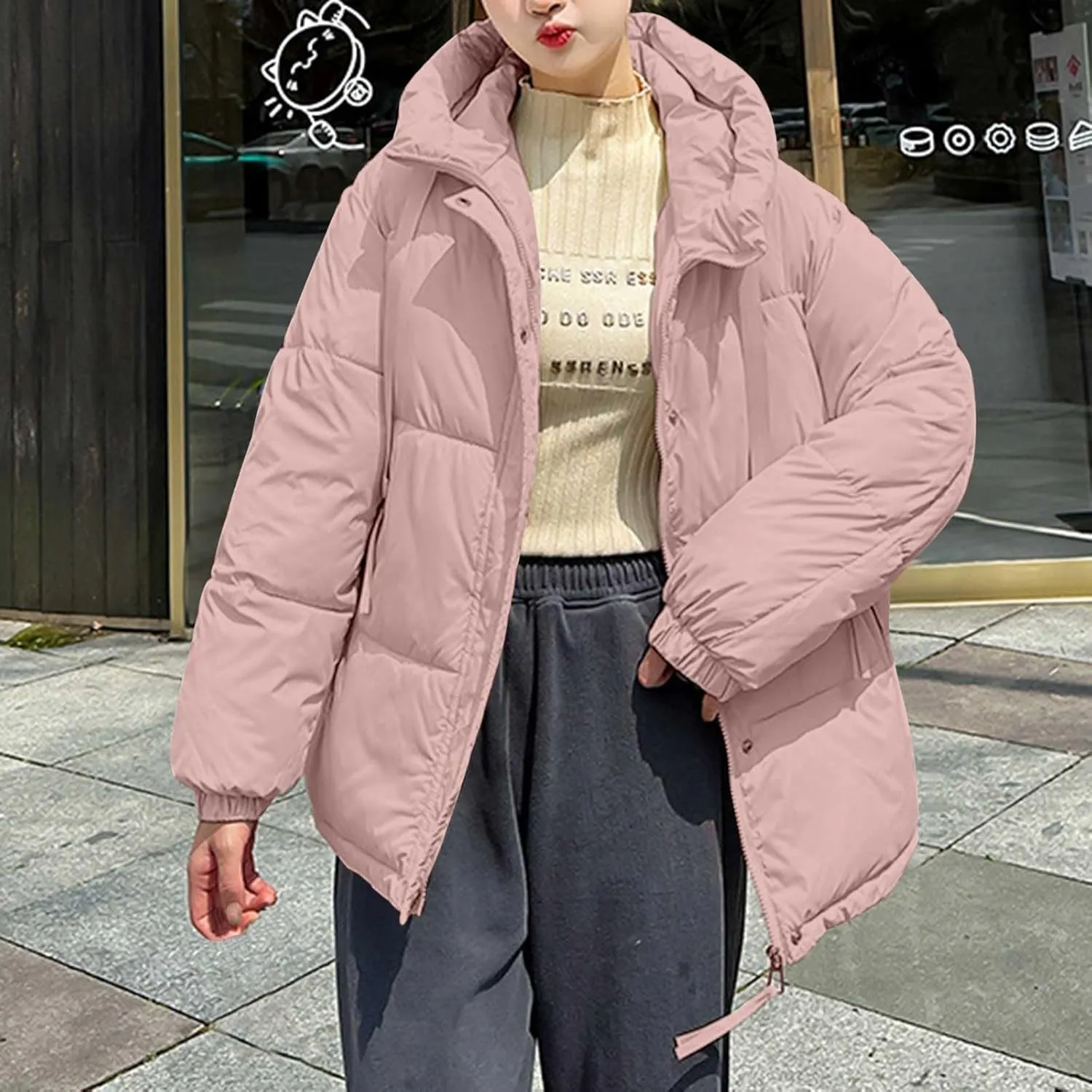 Warm Winter Coats for Women 2025 Trendy Loose Hooded Puffer Jacket Down Coat Puffy Wadded Jackets Overcoat