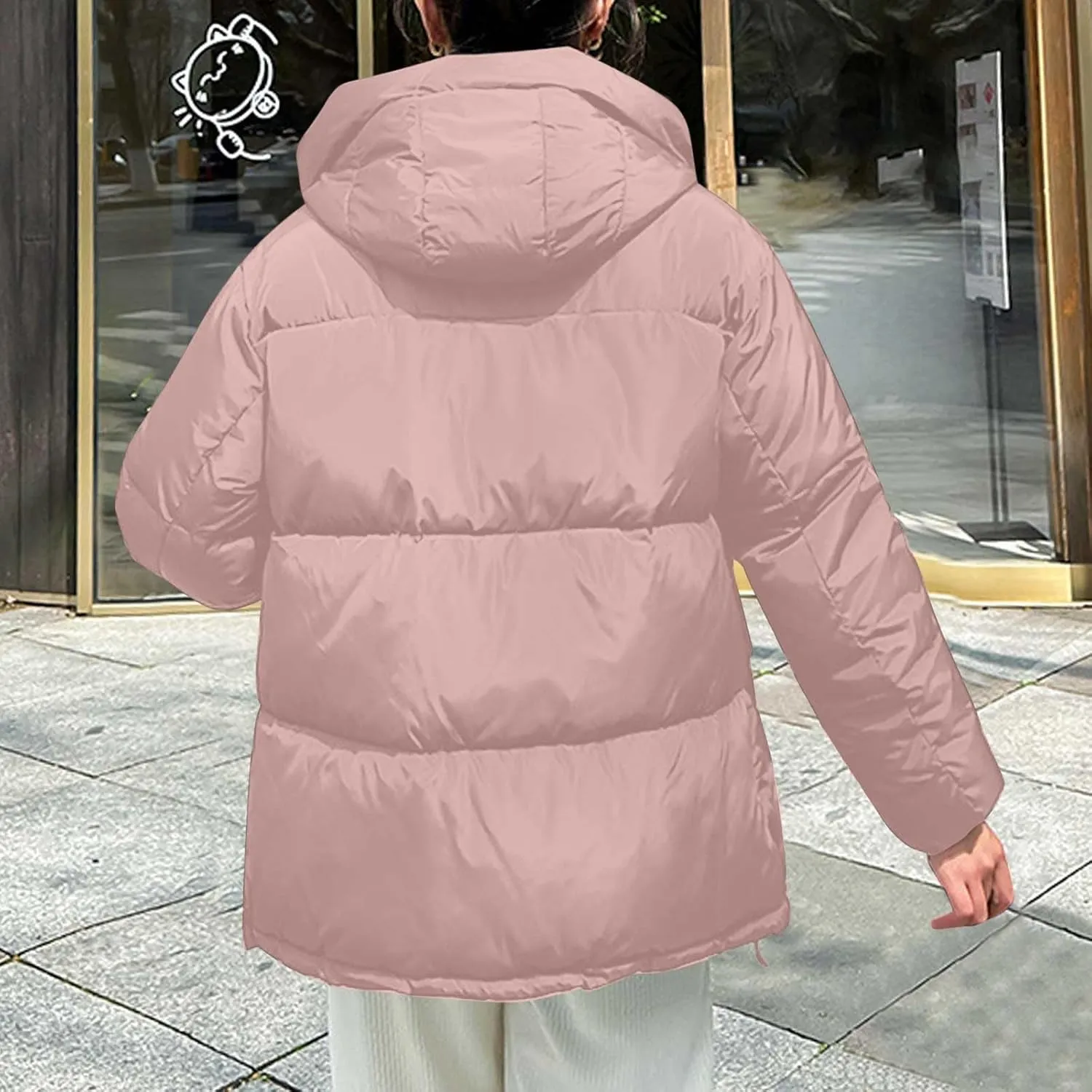 Warm Winter Coats for Women 2025 Trendy Loose Hooded Puffer Jacket Down Coat Puffy Wadded Jackets Overcoat