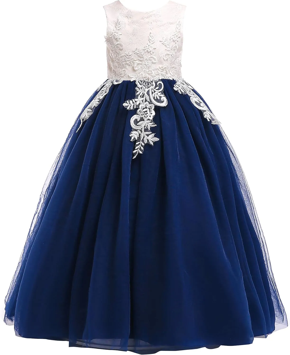 Weileenice Little/Big Girls Lace Bridesmaid Dress Flower Kid Wedding Ball Gown Toddler Princess Pageant Evening Dresses