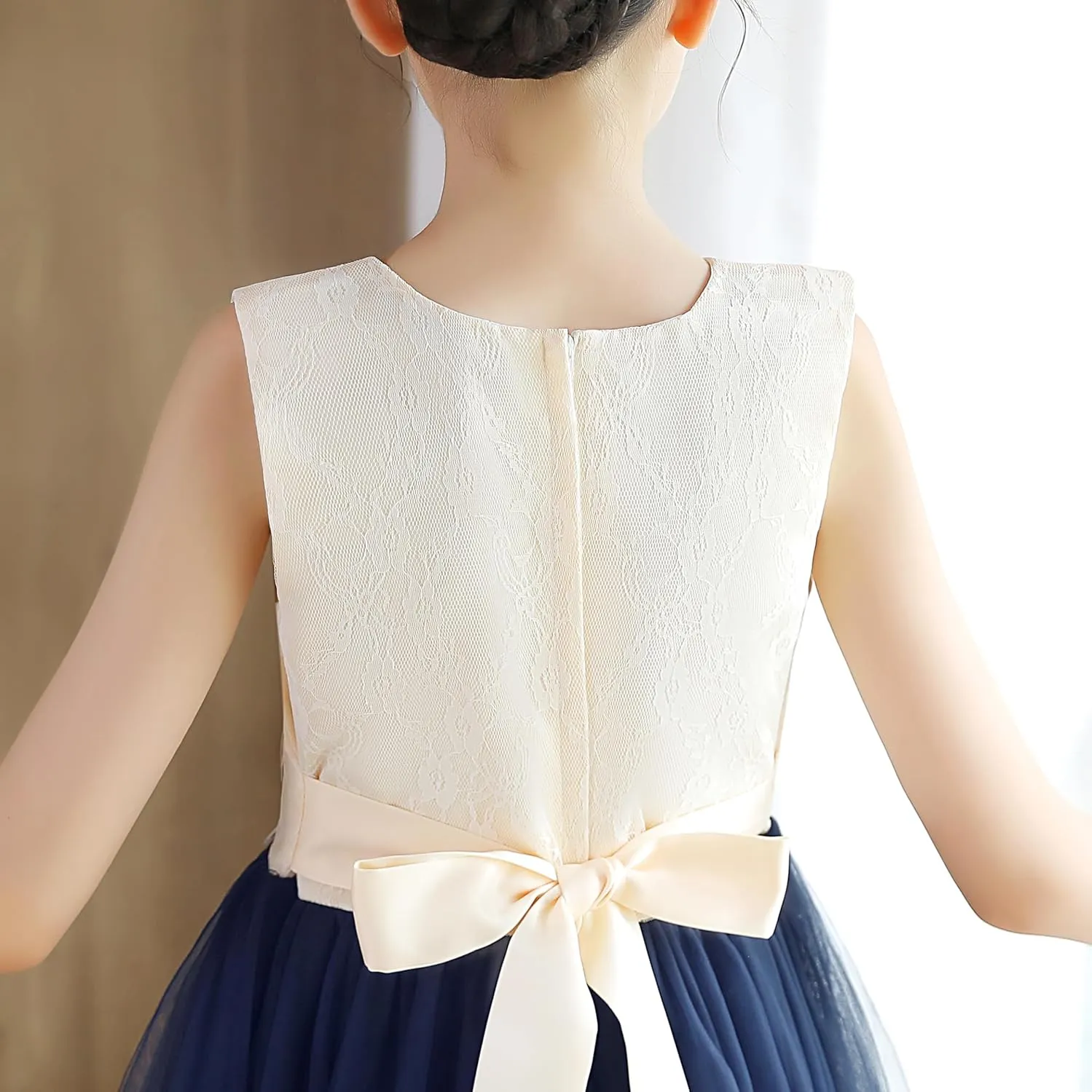 Weileenice Little/Big Girls Lace Bridesmaid Dress Flower Kid Wedding Ball Gown Toddler Princess Pageant Evening Dresses