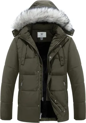 WenVen Men's Winter Puffer Coat Thicken Winter Warm Padded Jacket with Hood