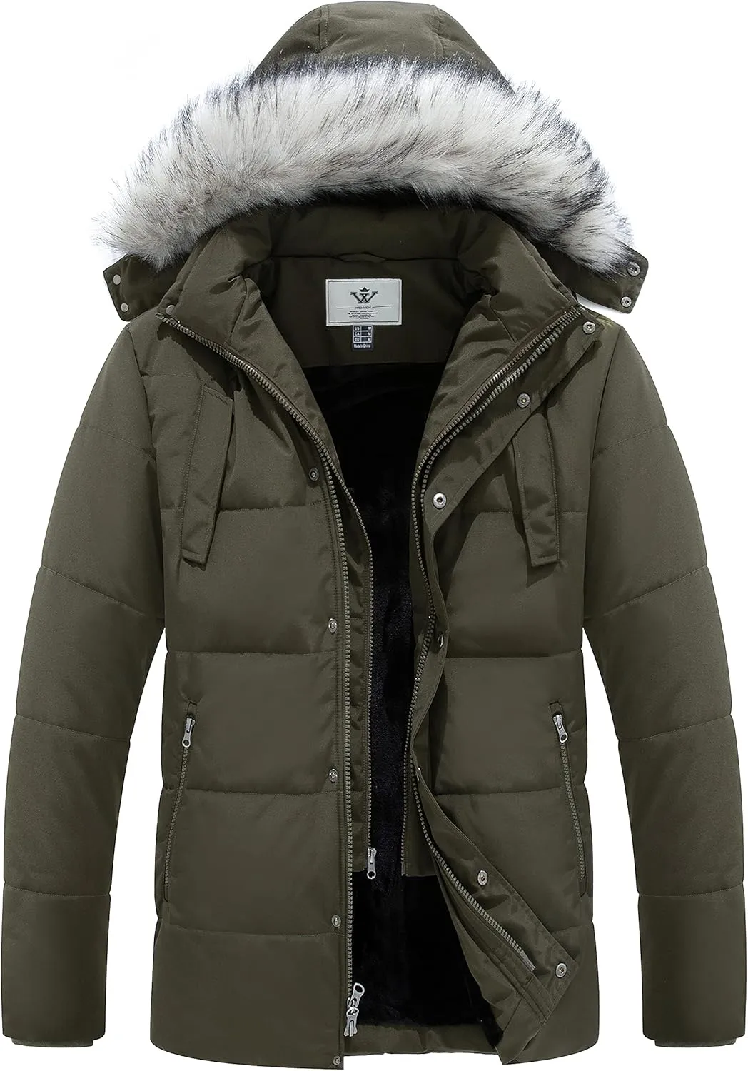 WenVen Men's Winter Puffer Coat Thicken Winter Warm Padded Jacket with Hood
