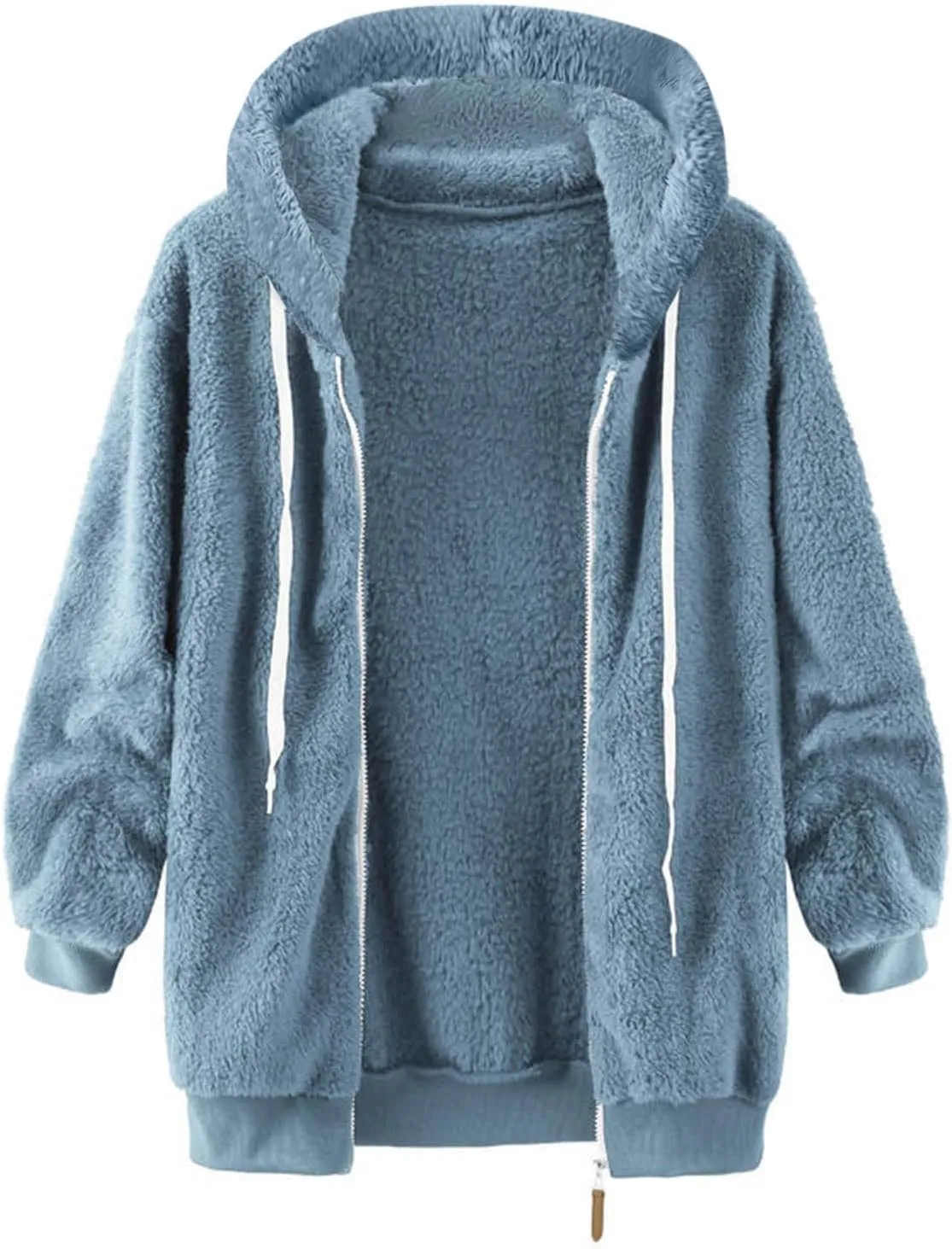 Winter Coats for Women 2024 Trendy Fuzzy Fleece Zip Up Hooded Jackets Lightweight Fluffy Sherpa Outerwear, Large