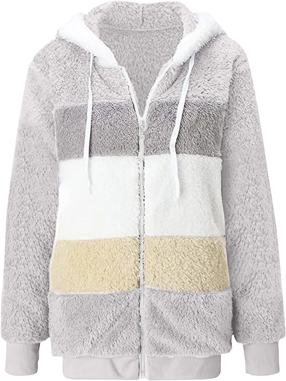 Winter Coats for Women 2024 Trendy Fuzzy Fleece Zip Up Hooded Jackets Lightweight Fluffy Sherpa Outerwear, Large