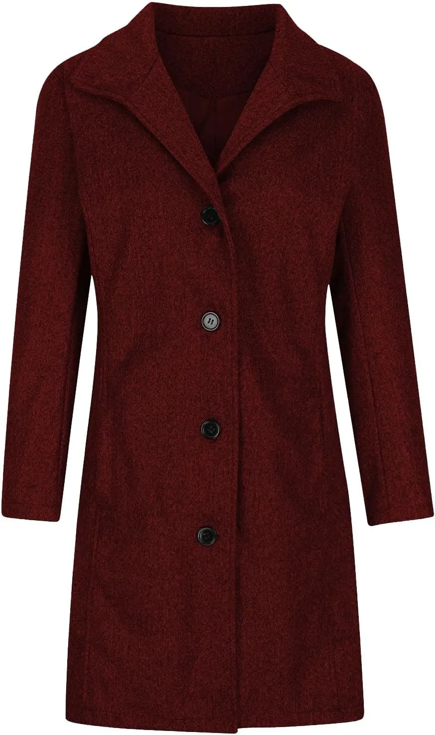 Winter Coats for Women Casual Long Sleeve Classy Wool Coats with Pockets Single-Breasted Fashion Trench Coat Outwear