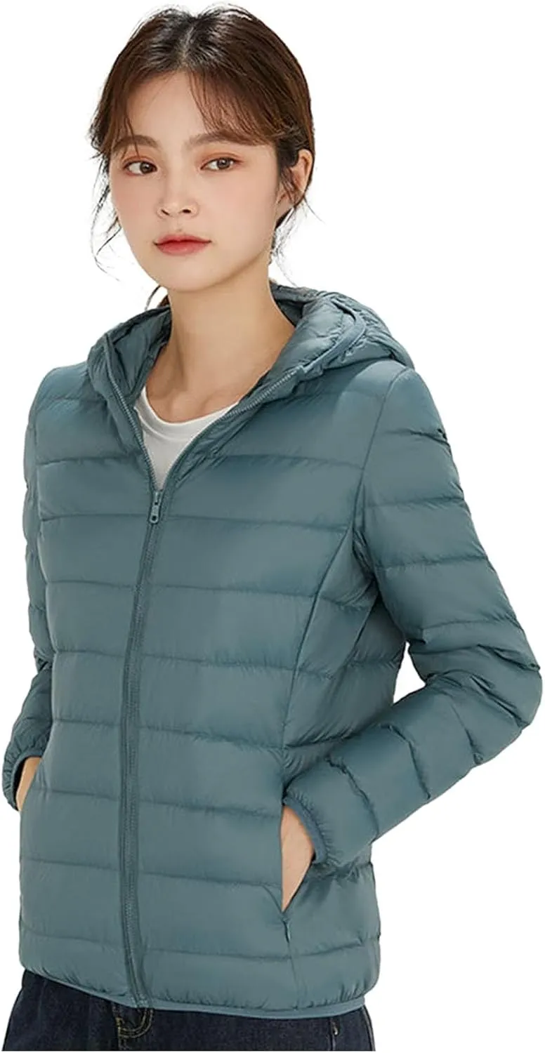 Winter Coats for Women Lightweight Packable Waterproof Puffer Jacket 2024 Trendy Slim Cropped Long Sleeve Down Coat