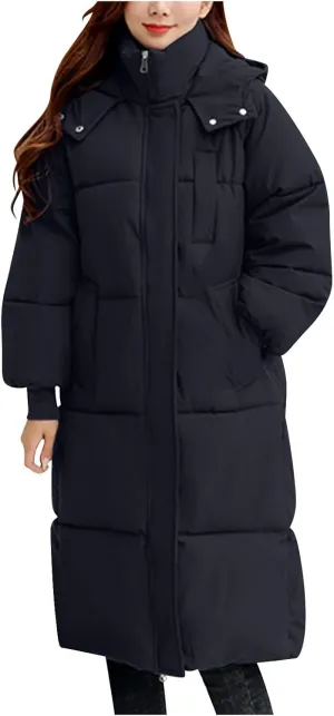 Winter Coats for Women Long Puffer Jackets with Hood Waterproof Maxi Down Jacket Padded Warm Coats Parkas Outerwear