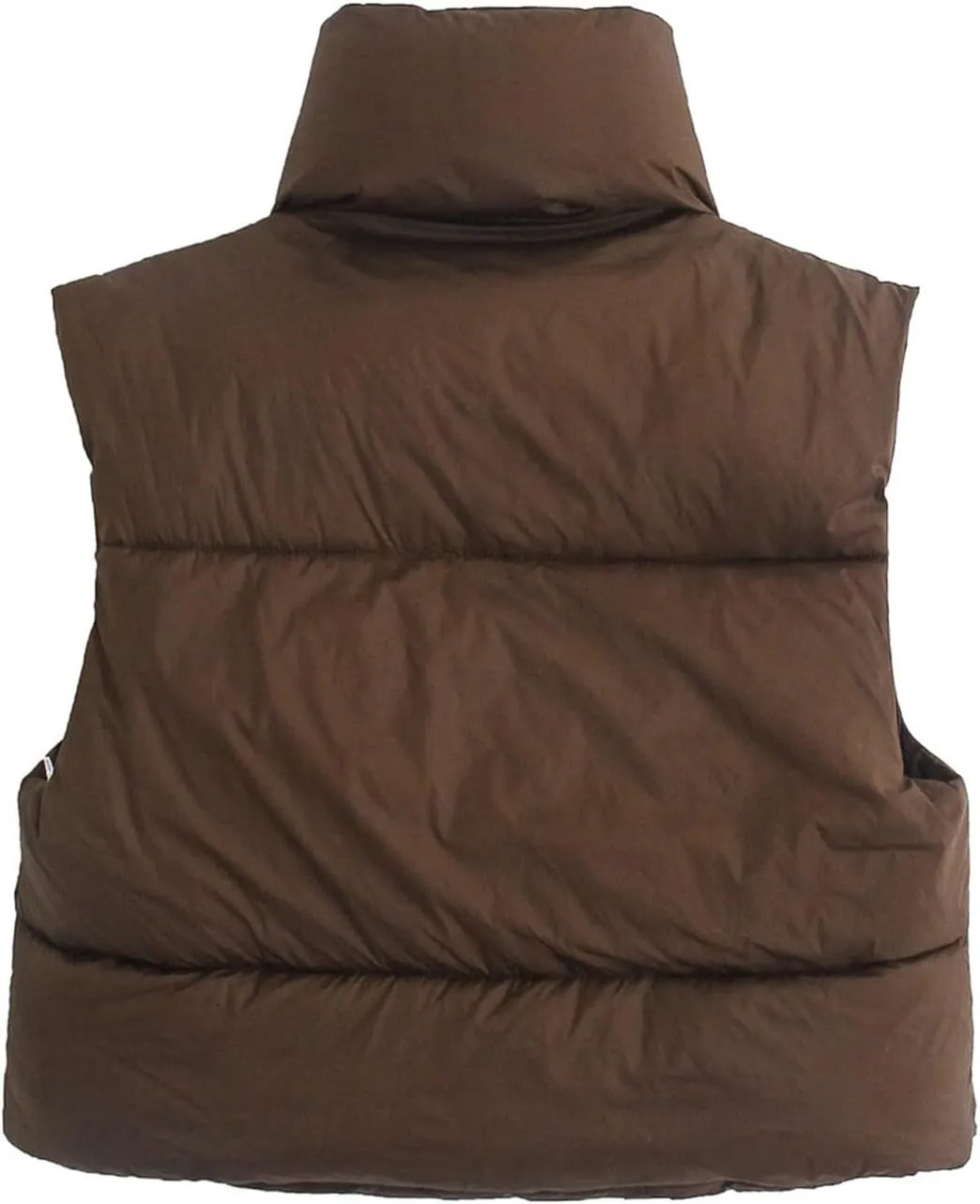 Women Cropped Puffer Vest Padded Down Jacket Stand Up Collar Coat Short Coat Jacket Winter Vest Outerwear with Pockets