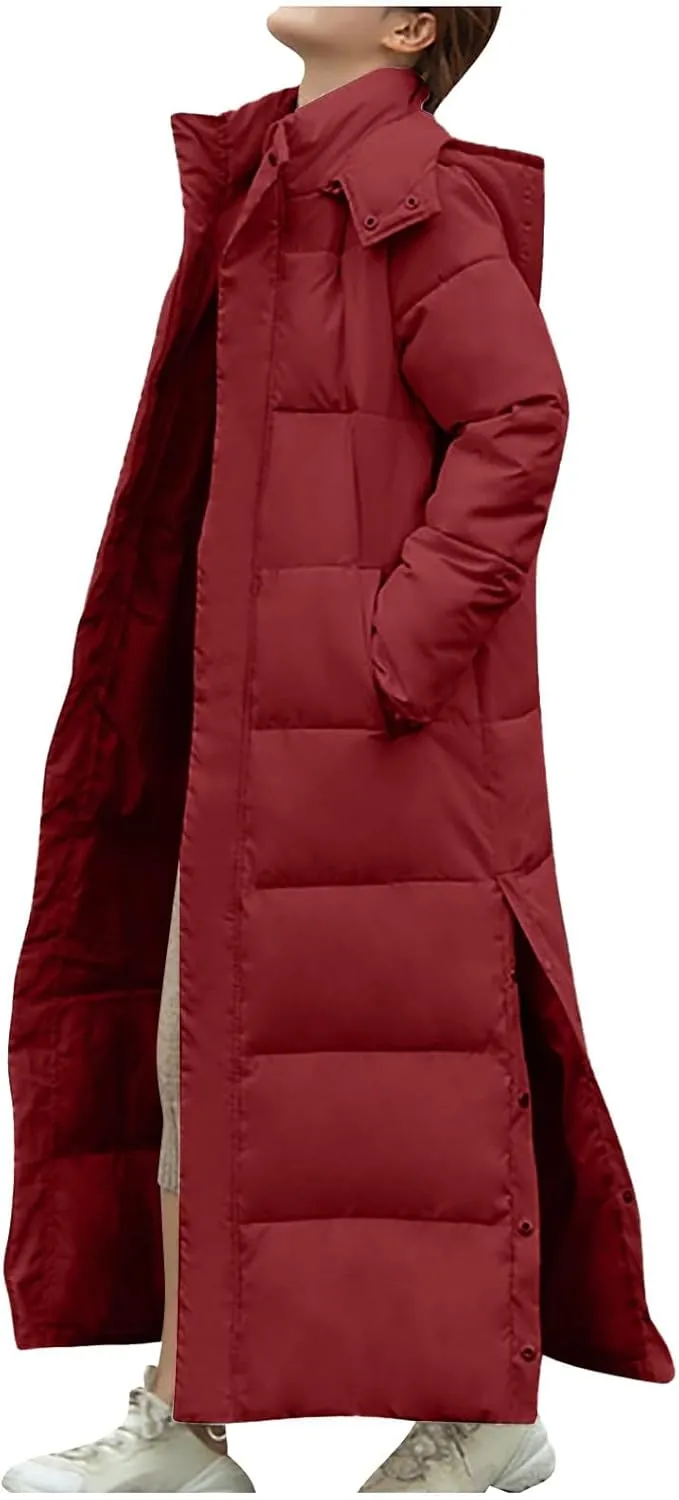 Women Down Puffer Coat Long Lightweight Jacket with Hood Bubble Coat Plus Size Quilted Parka Winter Hoodies