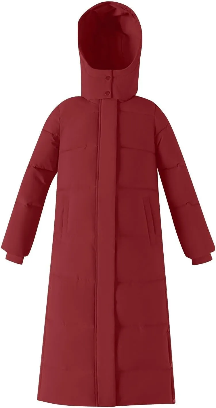 Women Down Puffer Coat Long Lightweight Jacket with Hood Bubble Coat Plus Size Quilted Parka Winter Hoodies