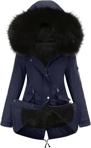 Women Hoodie Jacket Winter Thicken Plush Long Sleeve Fleece Faux Fur Puffer Warm Coats