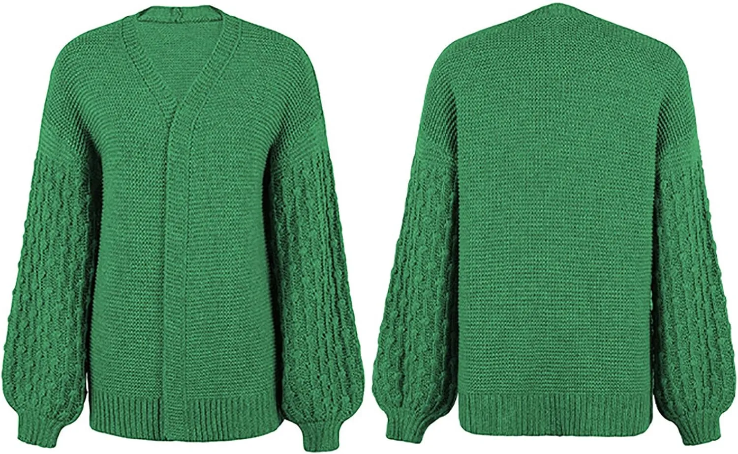 Women Open Front Cardigan Sweaters Casual Loose Chunky Knit Outwear Coat Casual Solid Color Lantern Sleeves Jacke