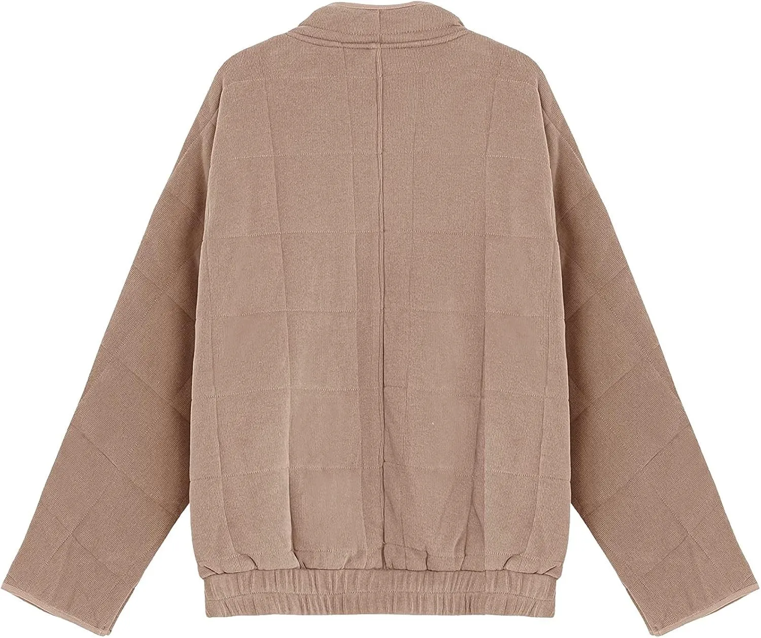 Women Quilted Puffer Jackets Stand Collar Lightweight Zipper Button Cropped Loose Coats Warm Outwear Top with Pockets