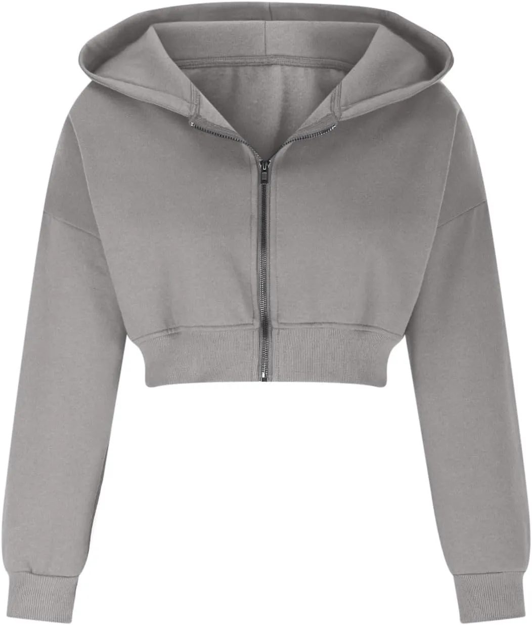 Women Zip Up Cropped Hoodies Fleece Jackets Sweatshirts Fashion Fall Outfits 2024 Teen Girls Y2k Clothes Workout Tops