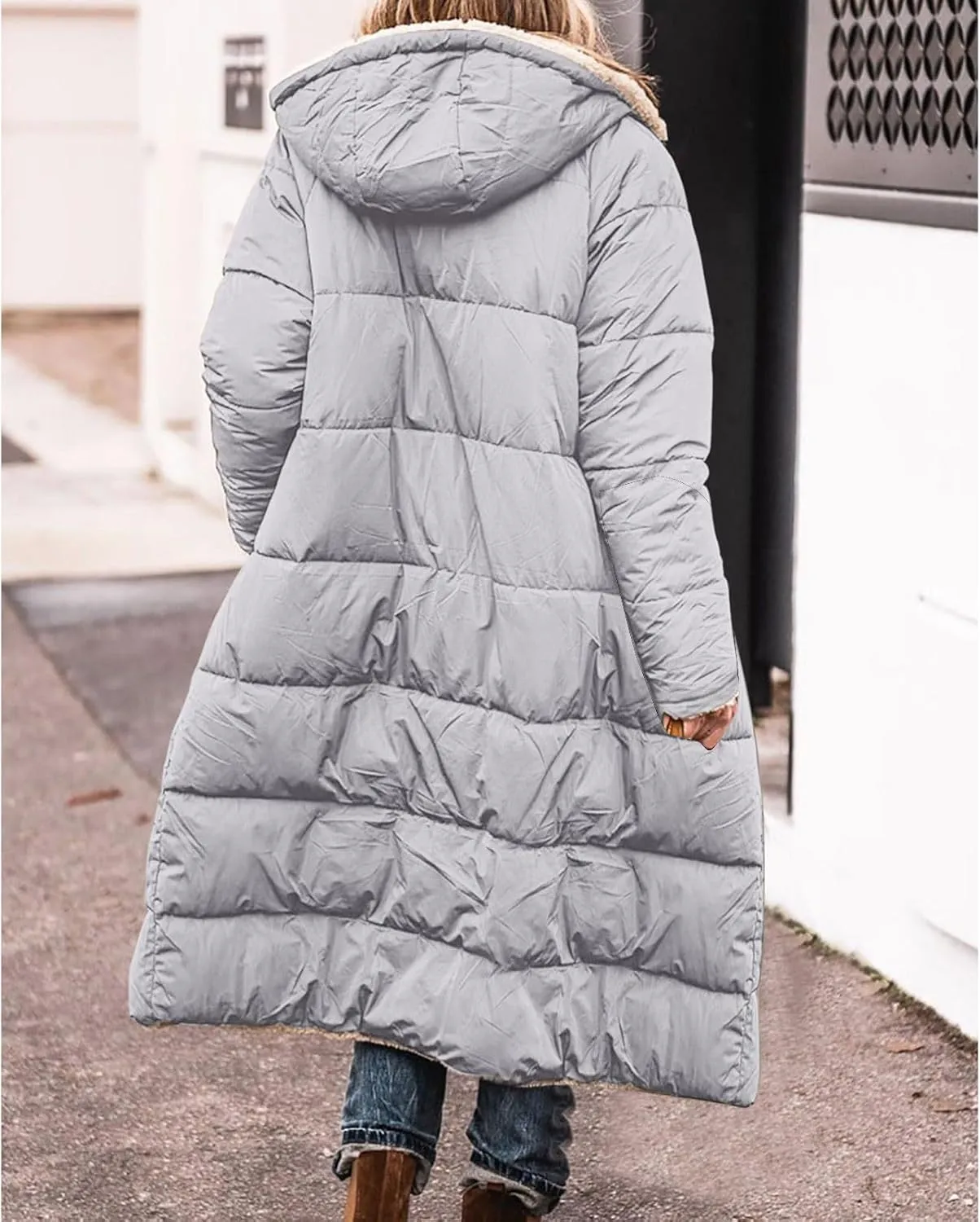 Women's 2024 Winter Fashion Shearling Fleece Long Coats Jackets Clothes Sherpa Padded Down Jackets Full Zip