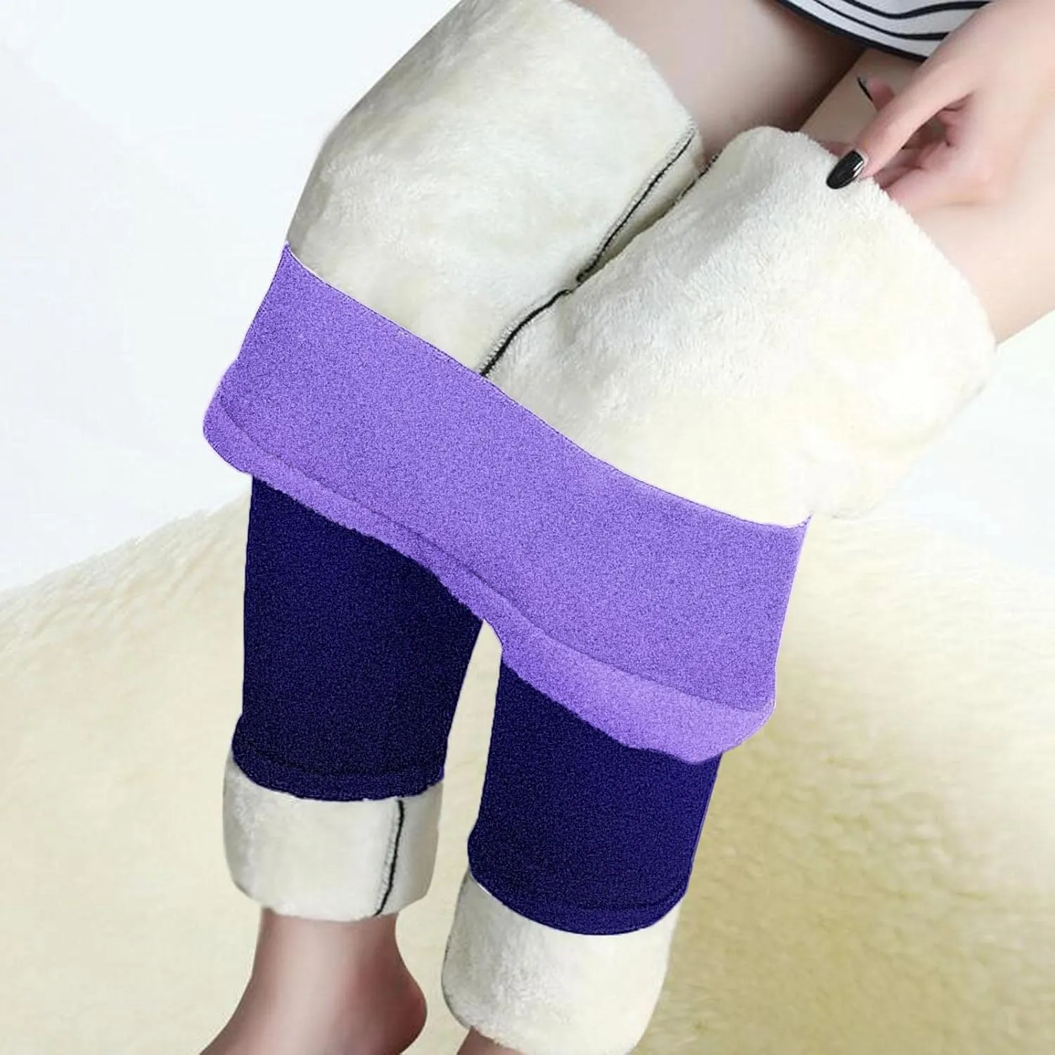 Women's Casual Slim fit Sherpa Fleece Lined Warm Winter Leggings Stretch Thicken Heavy Jogger Pants Heavyweight Cozy Fuzzy