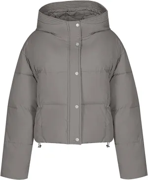 Women's Cropped Puffer Jackets Hooded Winter Coats Thicken Puffy Short Down Coats Quilted Lightweight Jackets Outerwear