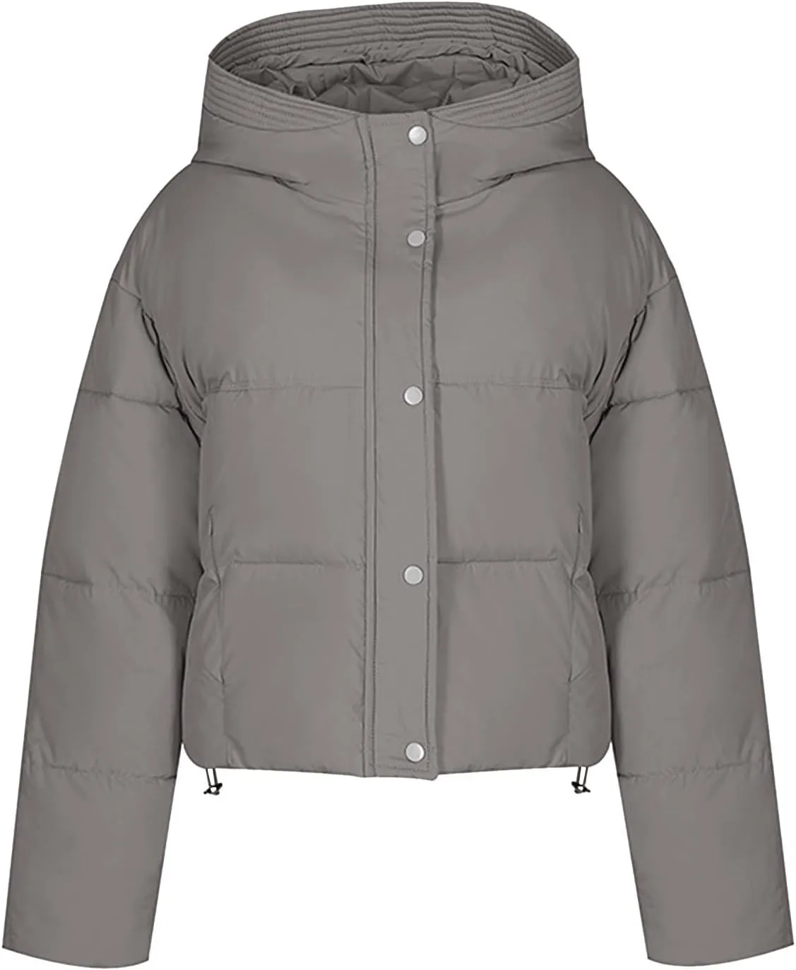 Women's Cropped Puffer Jackets Hooded Winter Coats Thicken Puffy Short Down Coats Quilted Lightweight Jackets Outerwear
