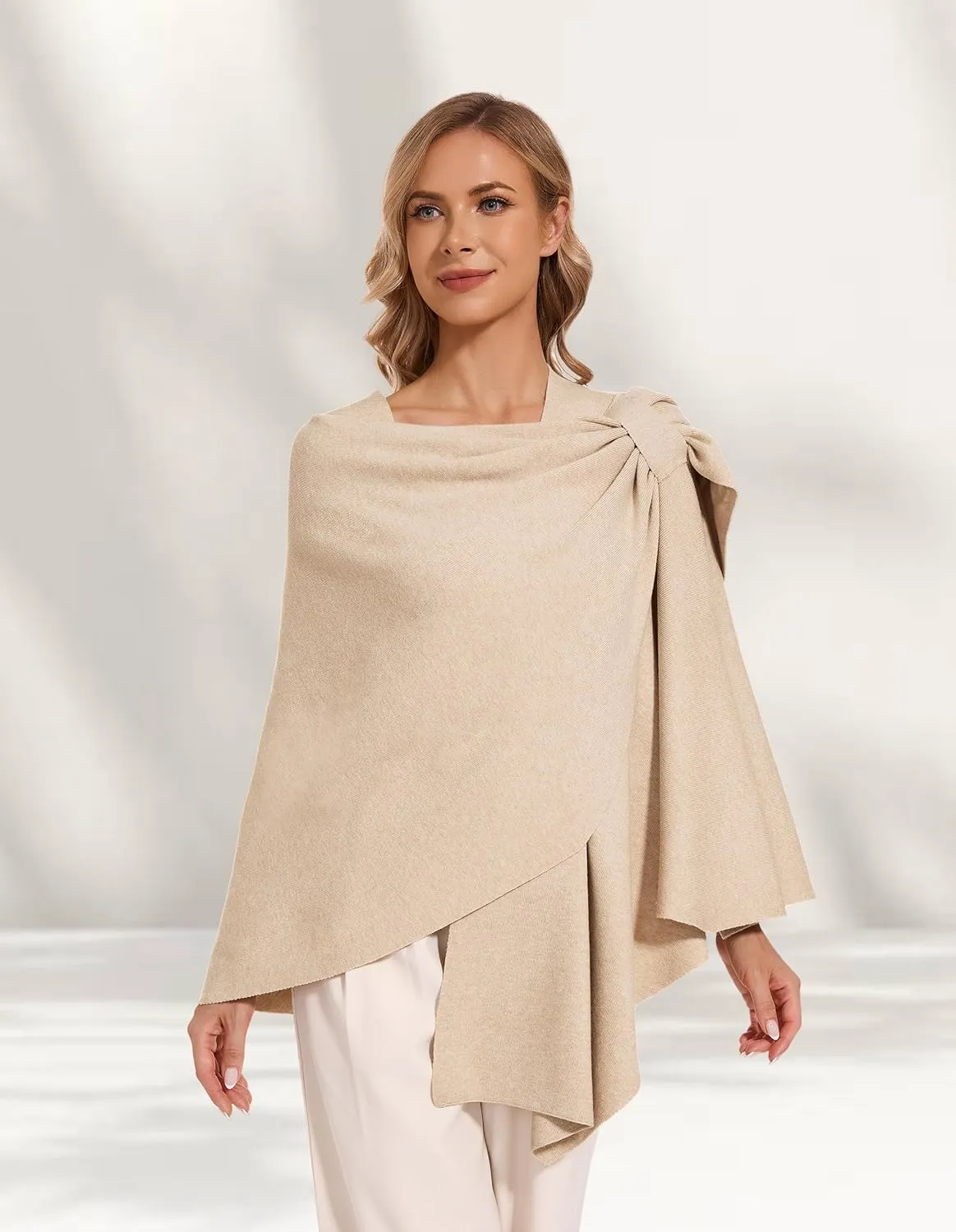 Women's Crossover Shawl Wraps Open Front Poncho Cape Elegant Loop Shawls Travel Shawls for Fall Winter