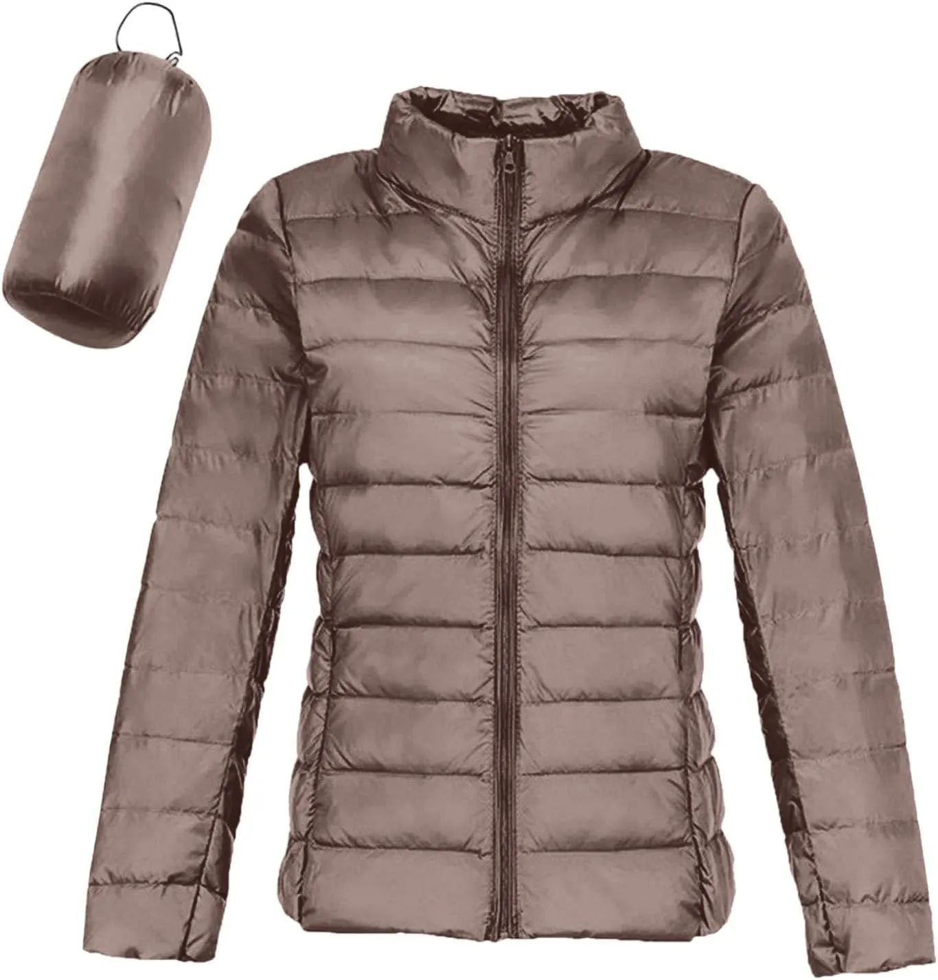 Women's Down Jackets & Parkas Packable Lightweight Warm Winter Quilted Jacket Stand Collar Slim Fit Cropped Puffer Jackets