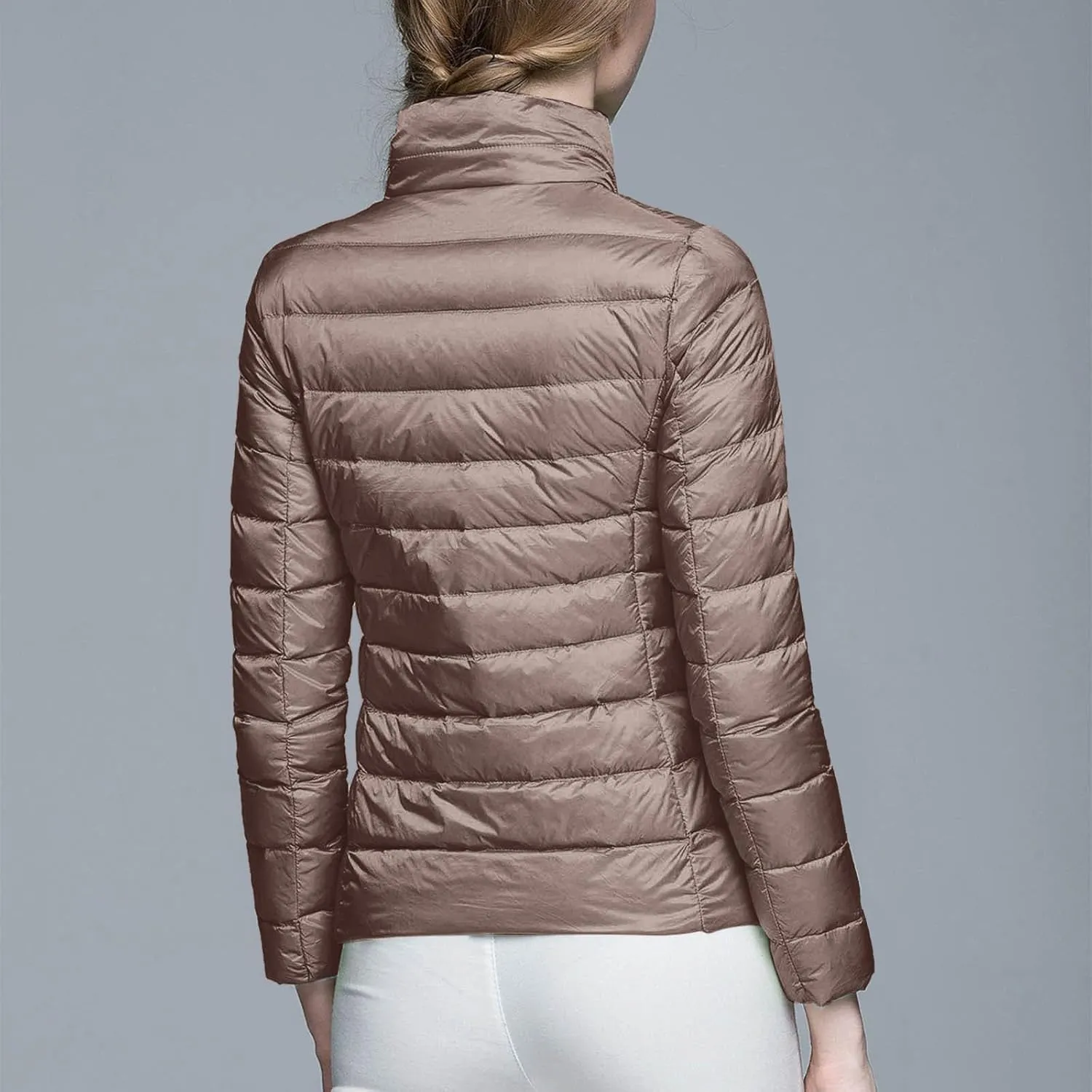 Women's Down Jackets & Parkas Packable Lightweight Warm Winter Quilted Jacket Stand Collar Slim Fit Cropped Puffer Jackets