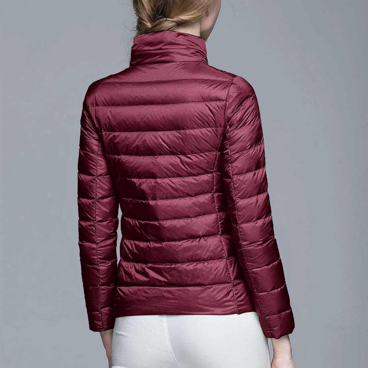 Women's Down Jackets & Parkas Warm Packable Lightweight Winter Quilted Jacket Stand Collar Slim Fit Cropped Puffer Jackets