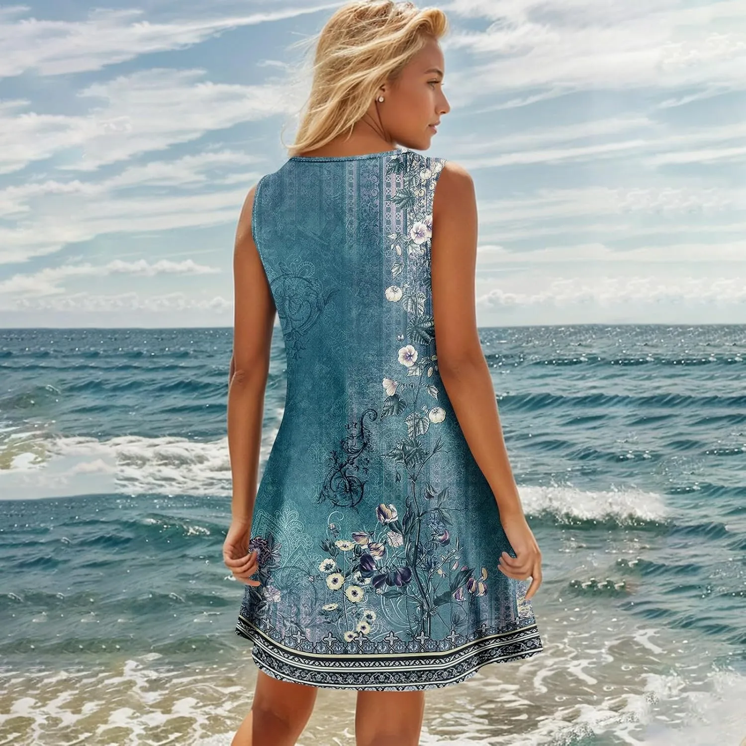 Womens Dresses Casual Plus Size Mini Dress Button Down V Neck Sleeveless Sundress Summer Clothes Tank Dress