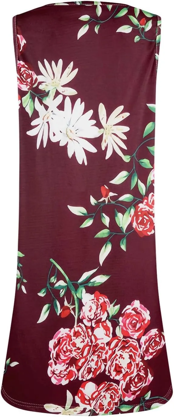 Womens Dresses Casual Plus Size V Neck Sleeveless Sundress Summer Clothes Mini Dress Button Down Tank Dress