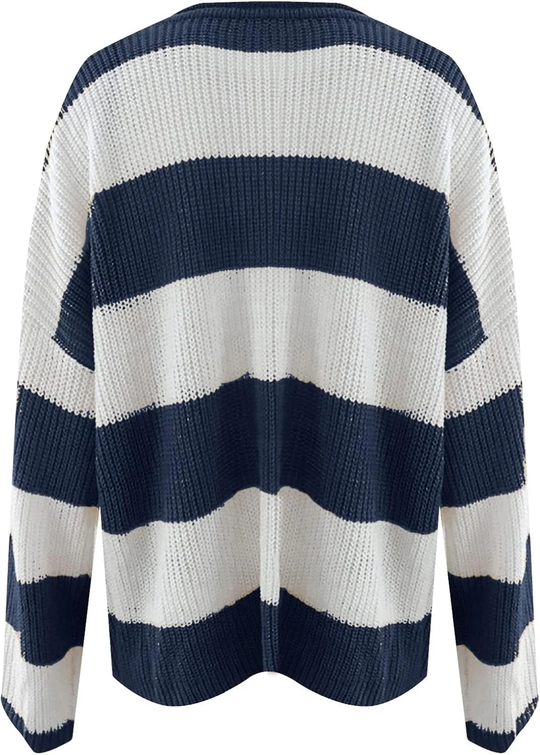 Women's Fall Long Sleeve Crew Neck Striped Color Block Comfy Loose Oversized Knitted Pullover Sweater 2025