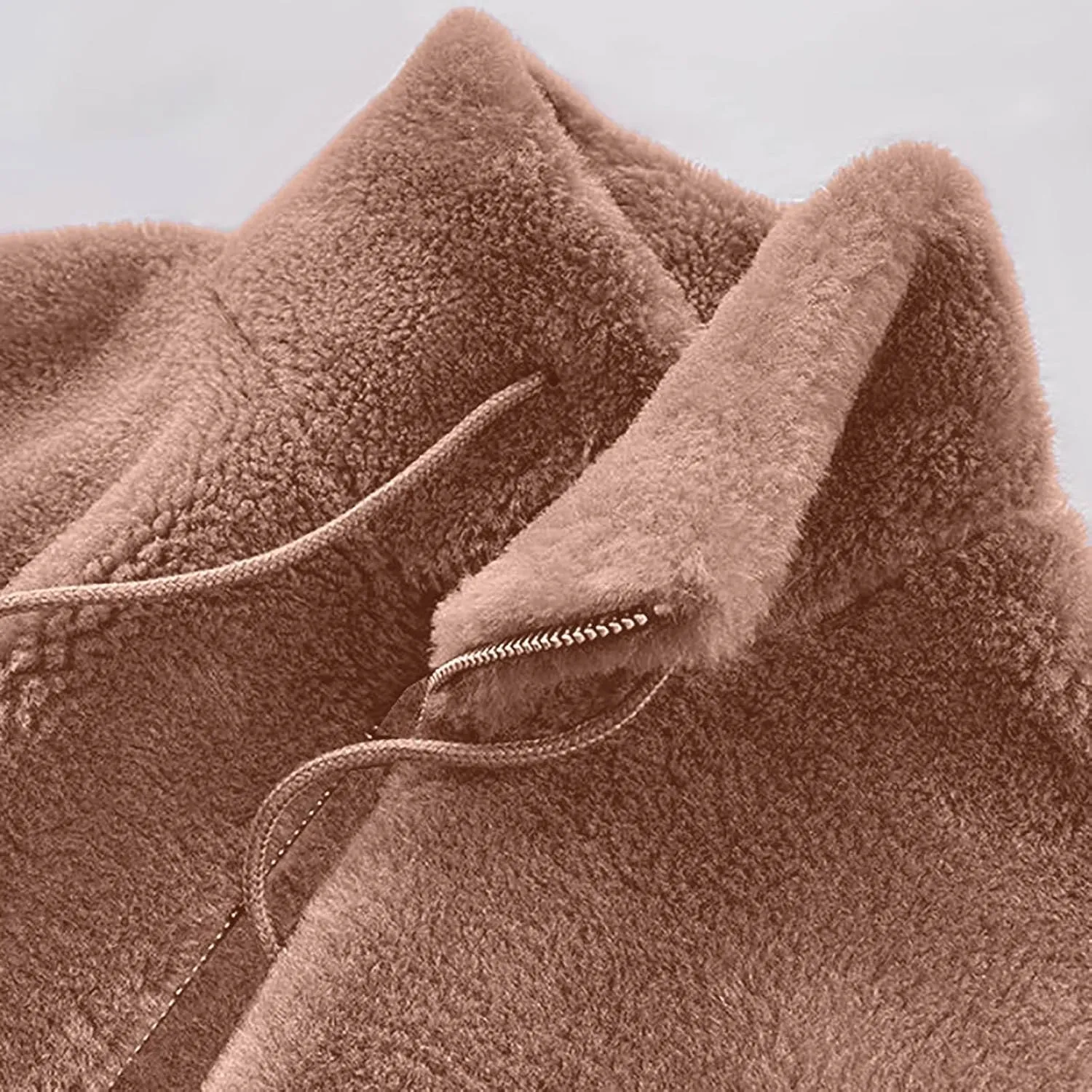 Women's Fashion Plush Coats Winter Warm Cardigan Coat Standing Collar Zip Up Fleece Tops Sweater Jacket