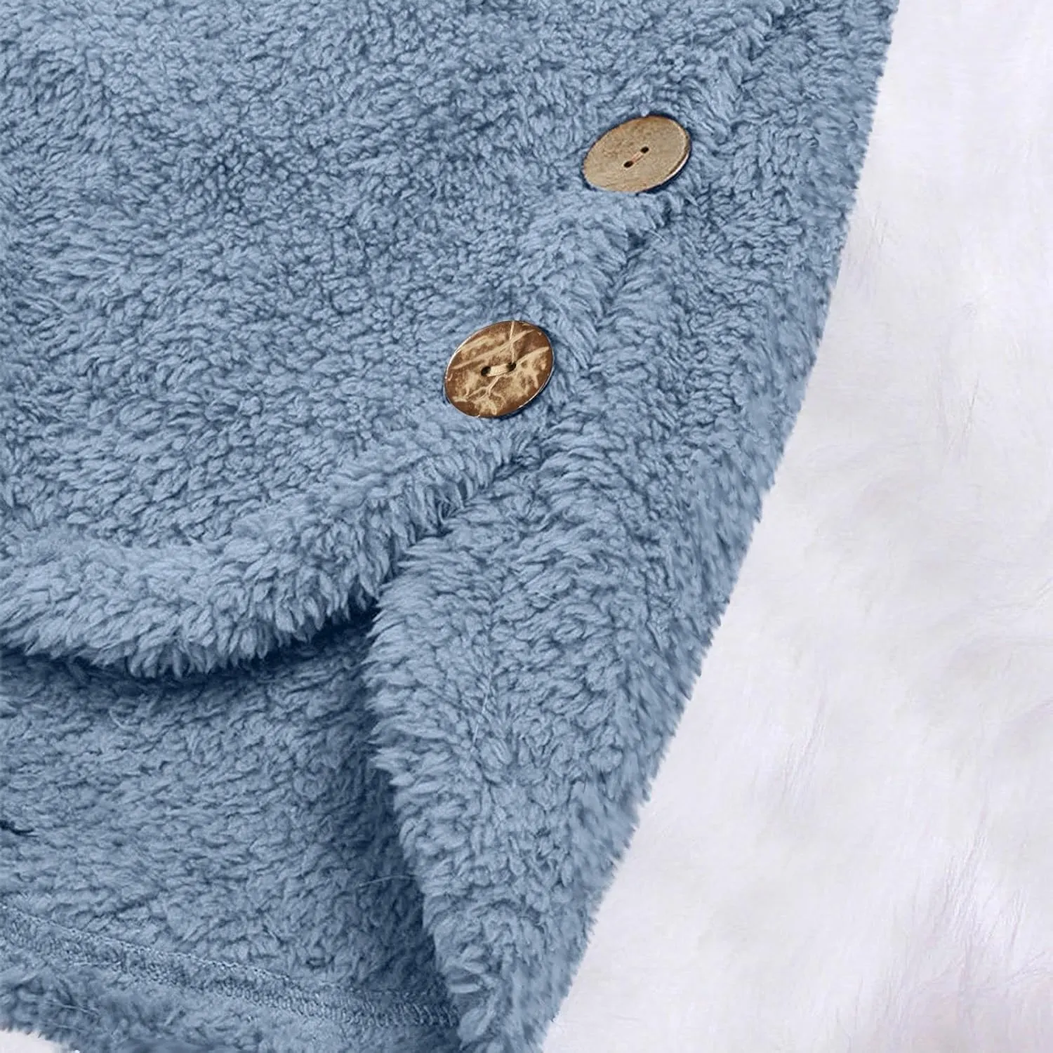 Womens Fuzzy Sherpa Hooded Jacket Fall 2024 Shaggy Fleece Soft Warm Coat Long Sleeve Button Down Cardigan Sweaters