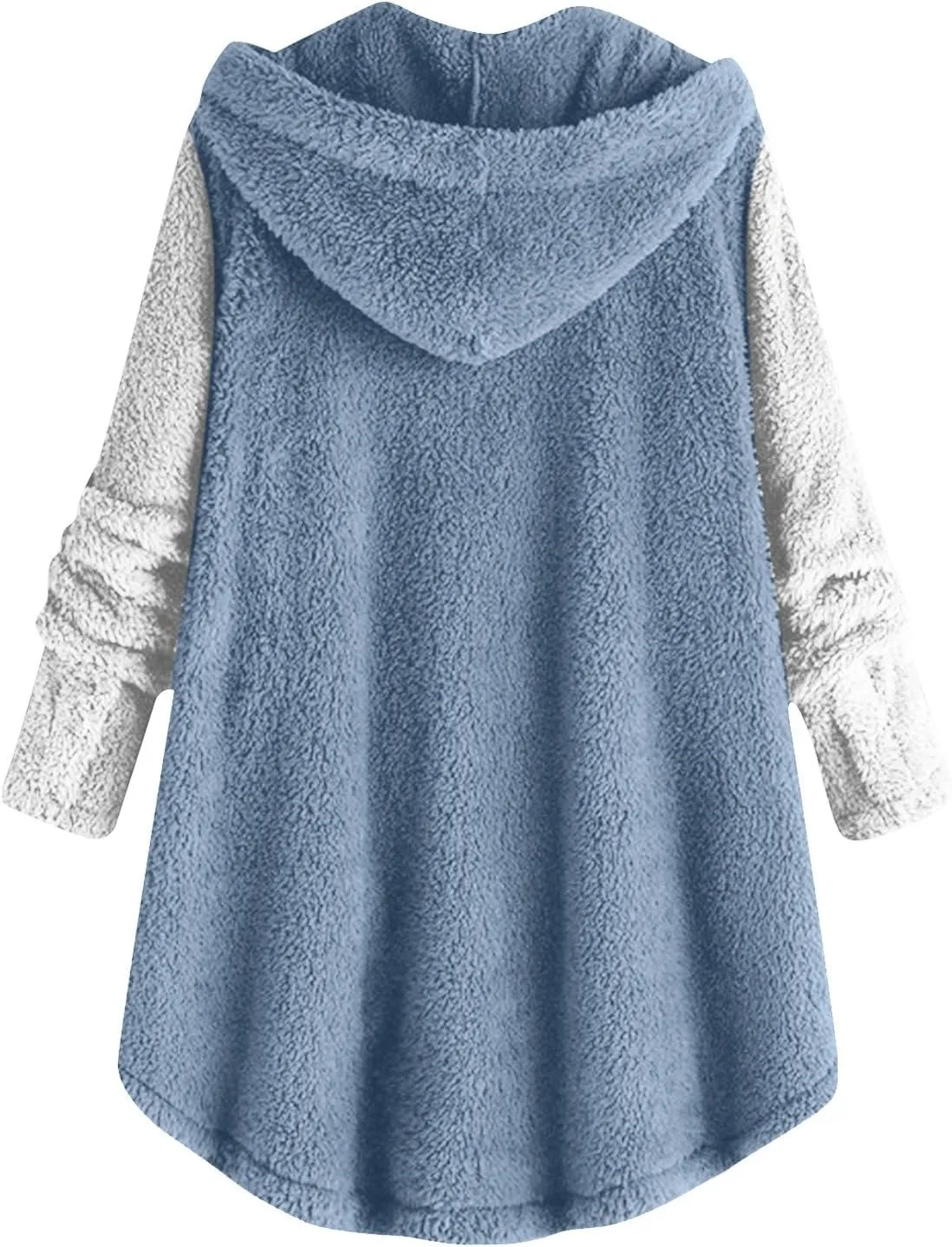Womens Fuzzy Sherpa Hooded Jacket Fall 2024 Shaggy Fleece Soft Warm Coat Long Sleeve Button Down Cardigan Sweaters