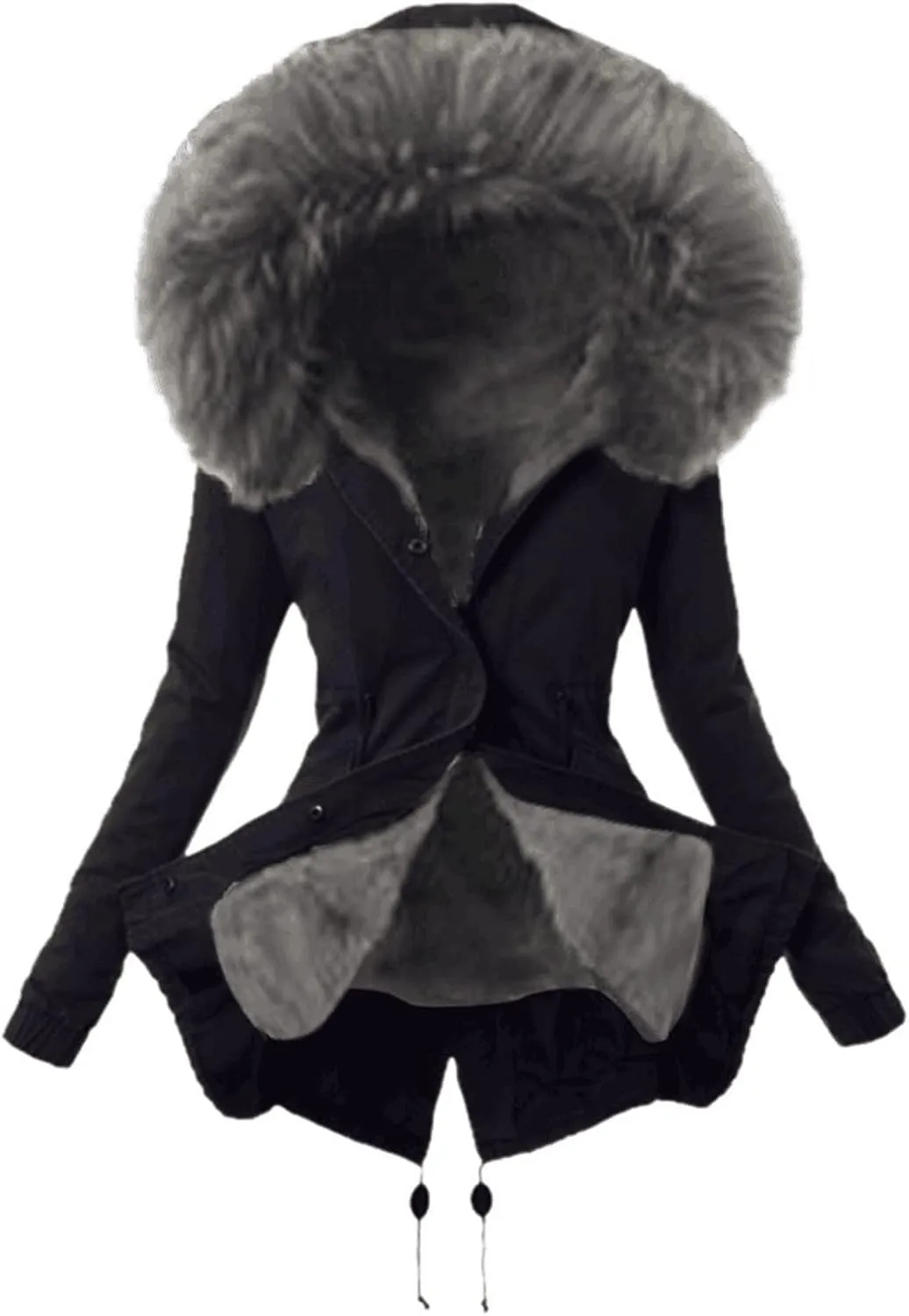Womens Hooded Jacket Ladies Coat Womens Winter Warm Thick Long Jacket Hooded Overcoat