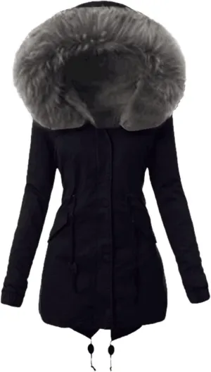 Womens Hooded Jacket Ladies Coat Womens Winter Warm Thick Long Jacket Hooded Overcoat