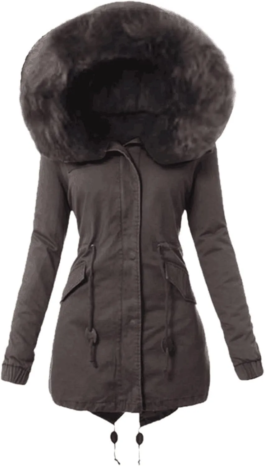 Womens Hooded Jacket Ladies Coat Womens Winter Warm Thick Long Jacket Hooded Overcoat