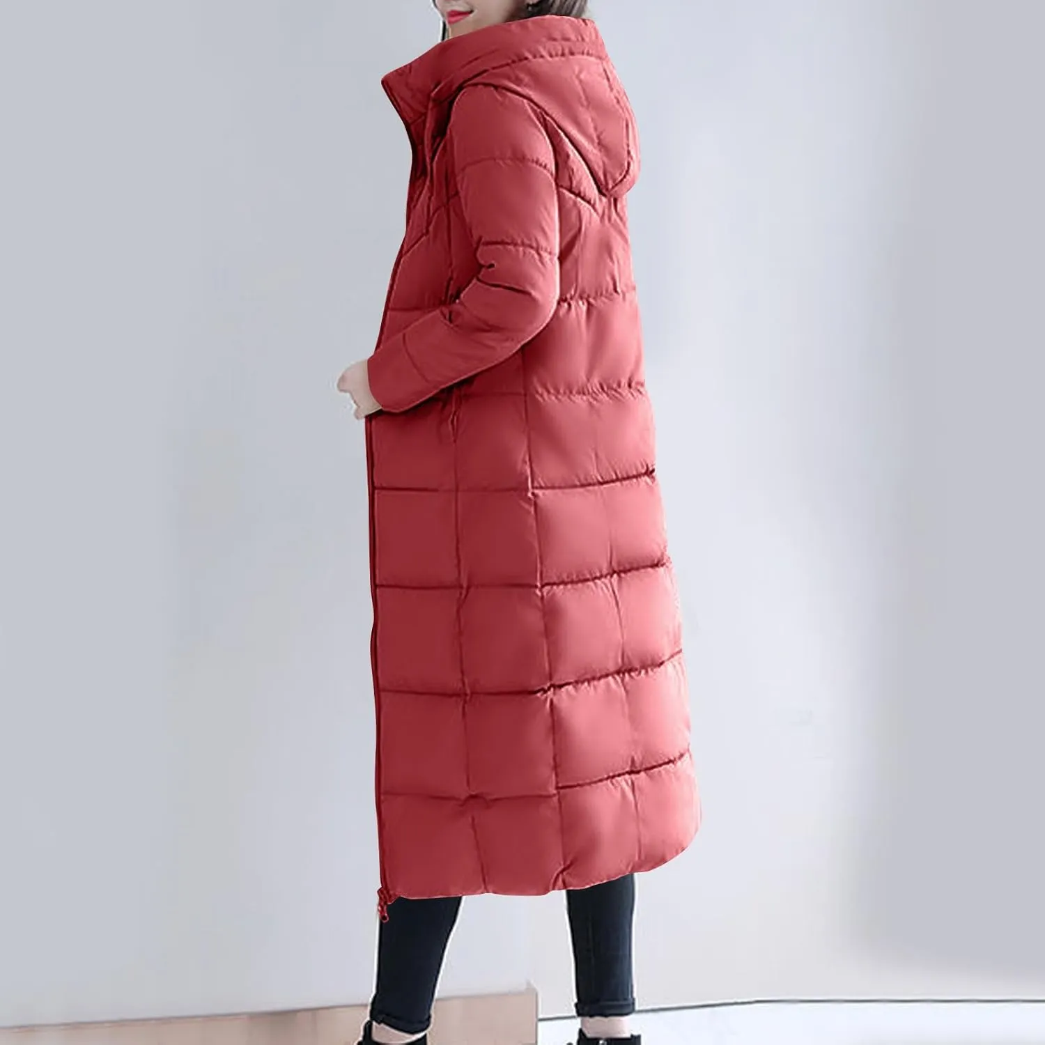 Women's Hooded Thickened Jakcets for Winter Long Down Zipper Jacket Maxi Down Parka Puffer Coat with Hooded