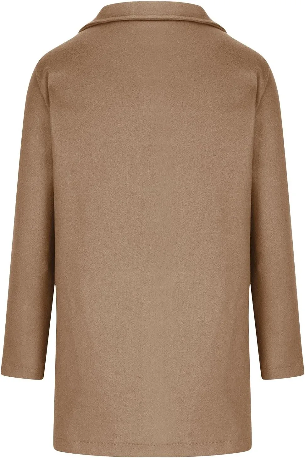 Women's Lapel Collar Single Breasted Fall Winter Warm Coats Wool Blend Pea Coats Casual Solid Color Mid Long Outerwear