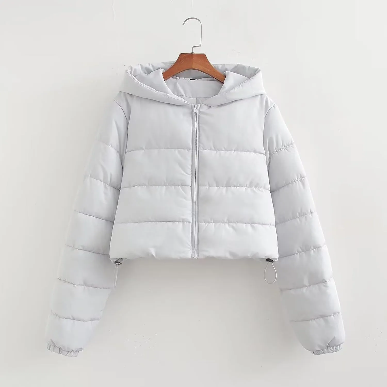 Womens Lightweight Cropped Quilted Coats 2024 Winter Warm Zipper Puffer Jacket Fashion Slim Versatile Hooded Down Coat