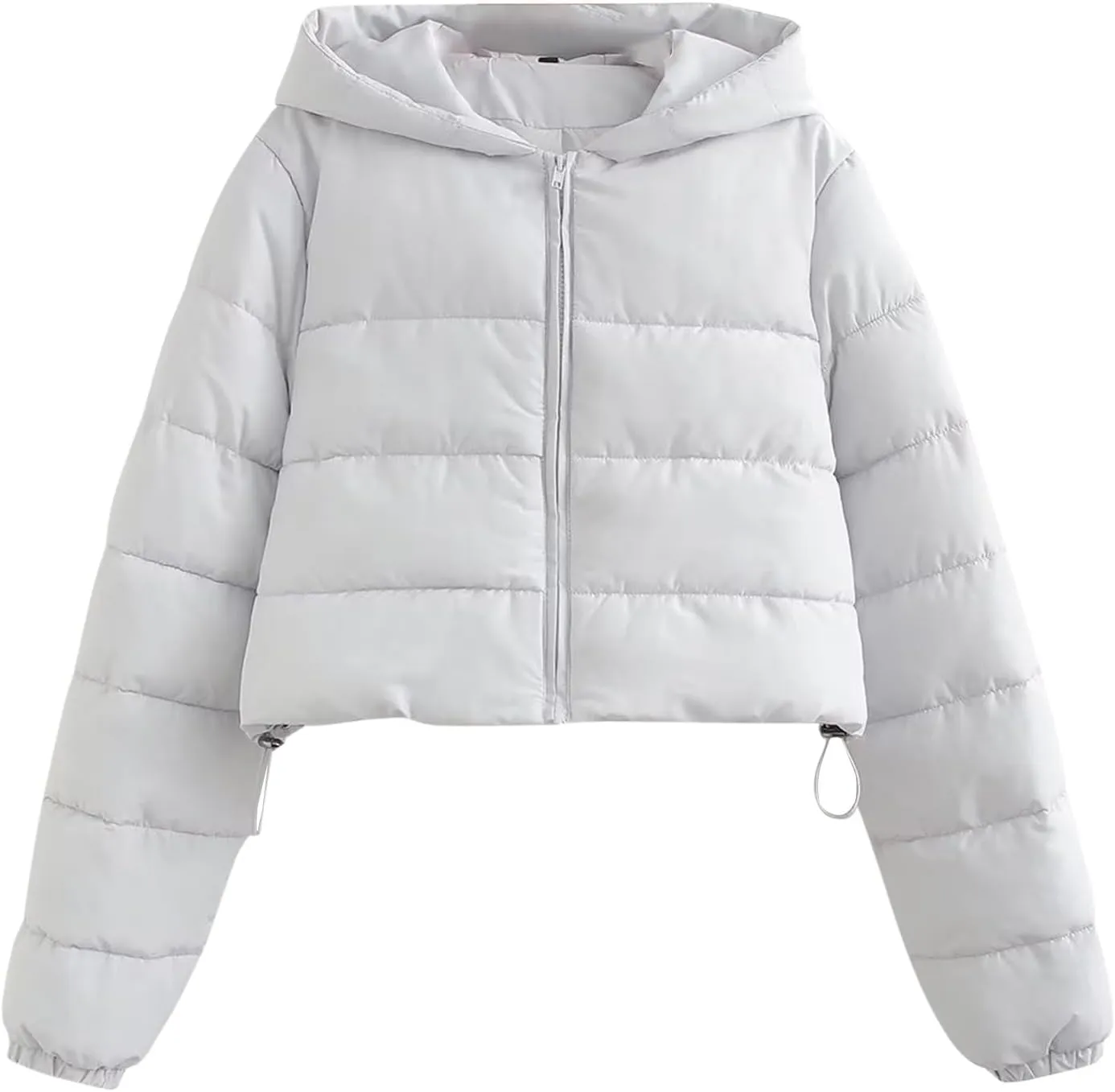 Womens Lightweight Cropped Quilted Coats 2024 Winter Warm Zipper Puffer Jacket Fashion Slim Versatile Hooded Down Coat
