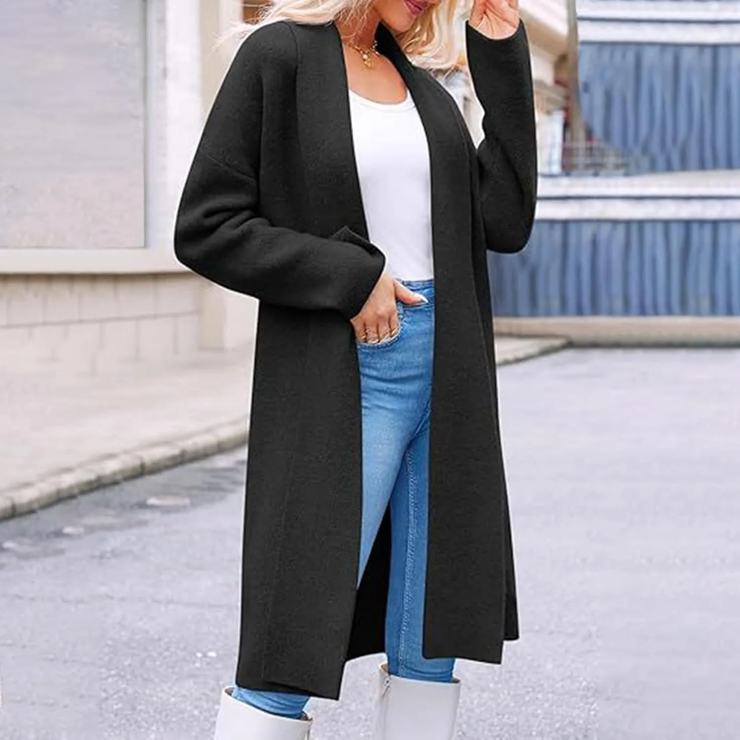 Womens Long Cardigan Sweaters Chunky Open Front Oversized Slouchy Knit Fall Trendy Coatigan Jackets