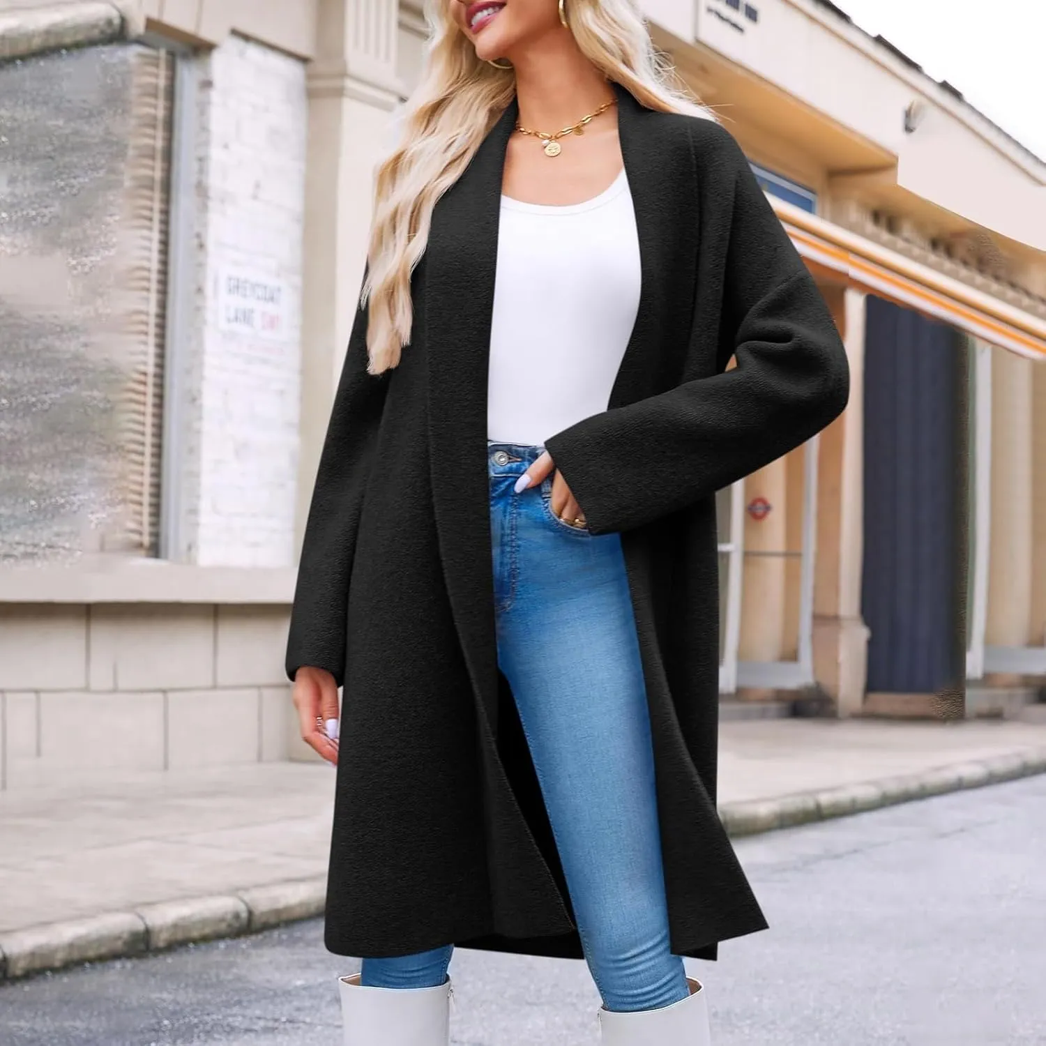 Womens Long Cardigan Sweaters Chunky Open Front Oversized Slouchy Knit Fall Trendy Coatigan Jackets