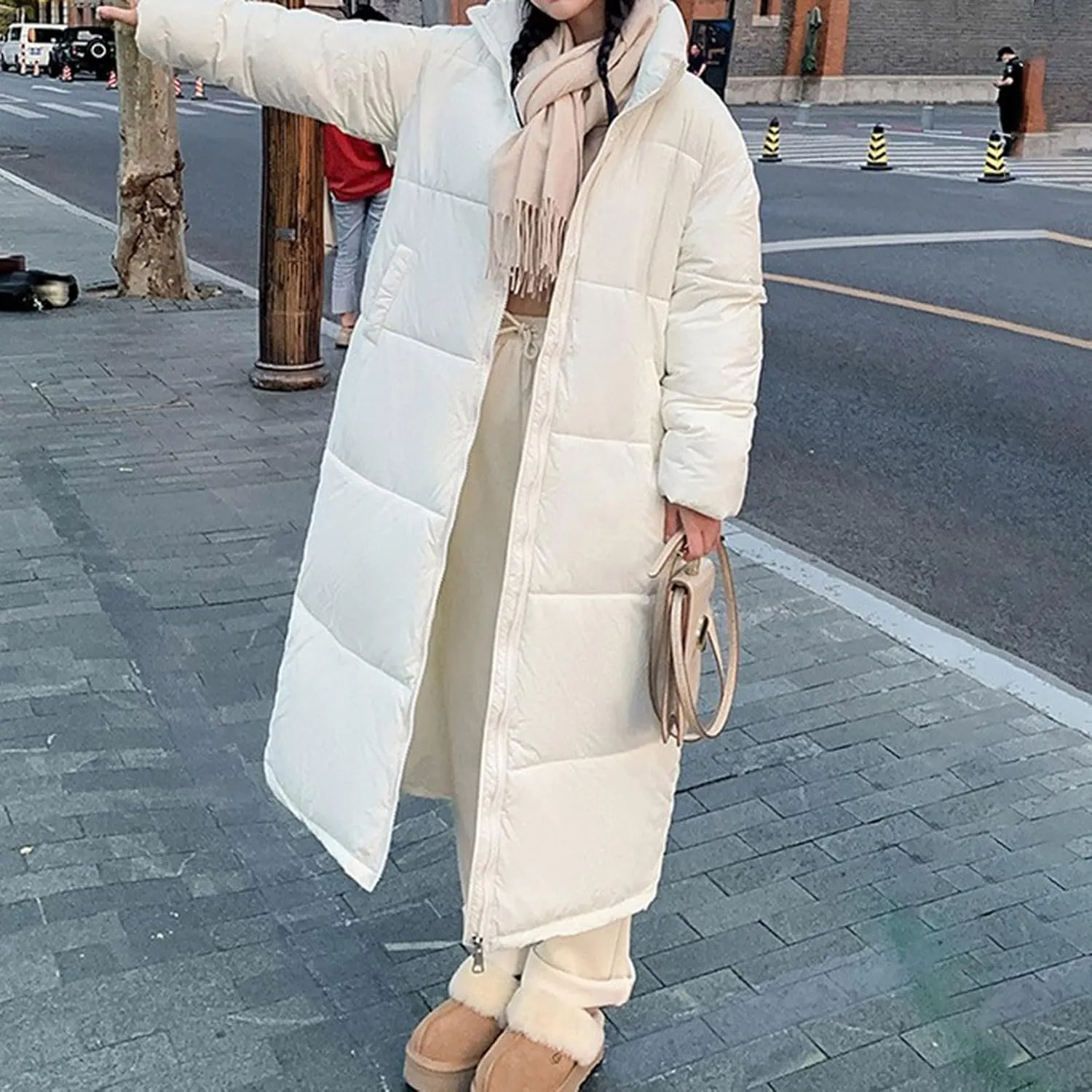 Women's Long Puffer Jacket Oversized Quilted Casual Warm Winter Coat Zip Up Down Jacket Parkas Outerwear with Pockets