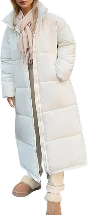 Women's Long Puffer Jacket Oversized Quilted Casual Warm Winter Coat Zip Up Down Jacket Parkas Outerwear with Pockets
