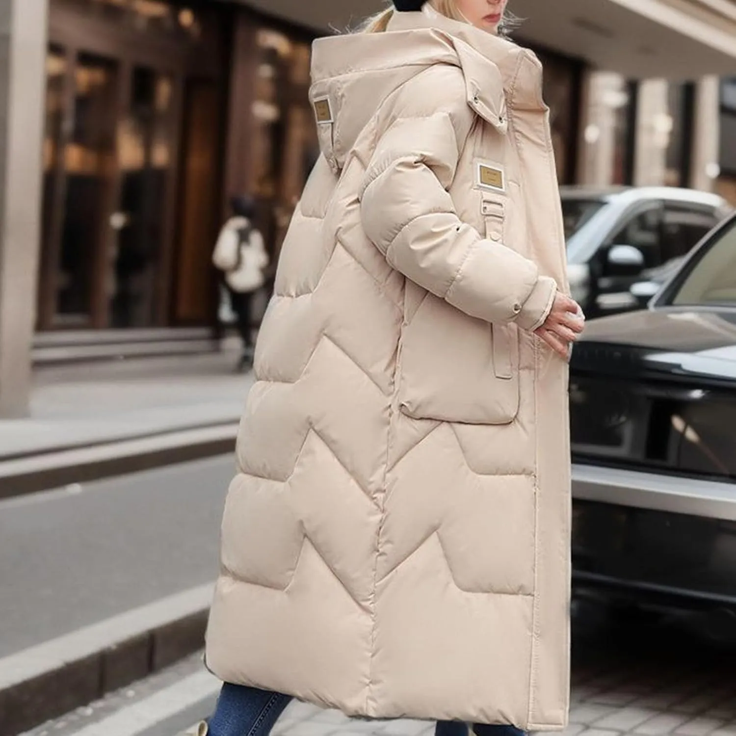 Women's Long Winter Coat with Hood Warm Long Parka Thicken Puffer Jacket Outerwear Down Coat Windproof Snow Coats