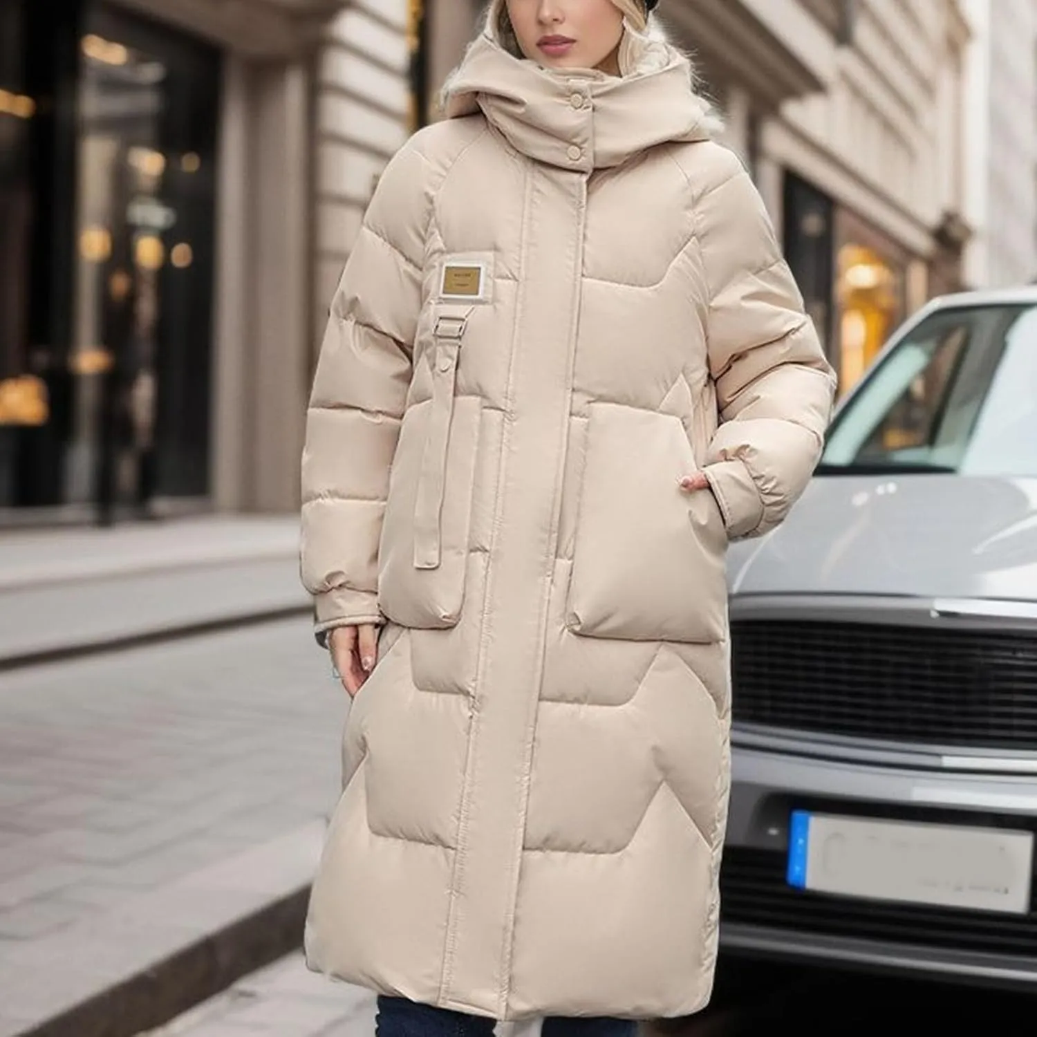 Women's Long Winter Coat with Hood Warm Long Parka Thicken Puffer Jacket Outerwear Down Coat Windproof Snow Coats