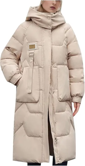 Women's Long Winter Coat with Hood Warm Long Parka Thicken Puffer Jacket Outerwear Down Coat Windproof Snow Coats