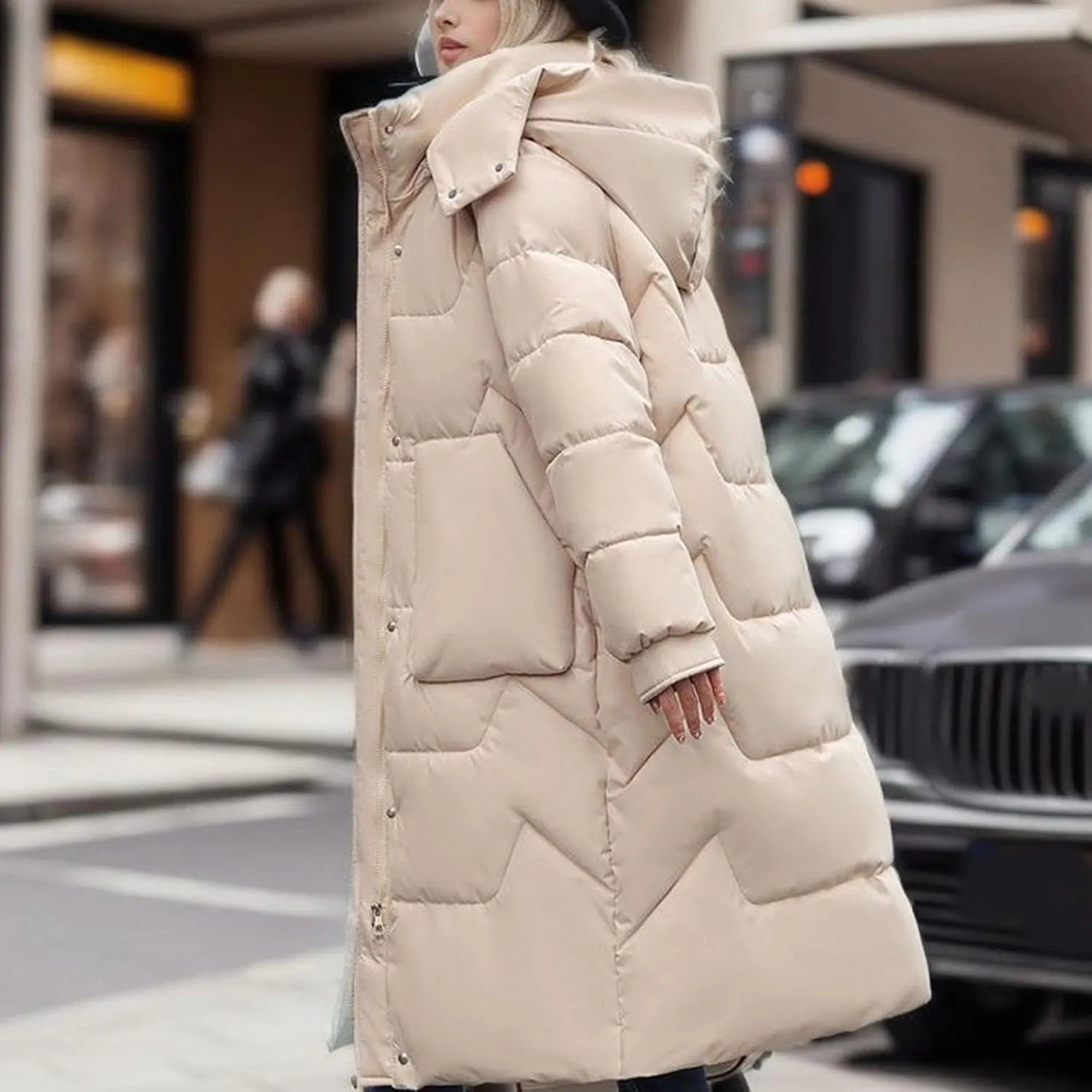 Women's Long Winter Coat with Hood Warm Long Parka Thicken Puffer Jacket Outerwear Down Coat Windproof Snow Coats