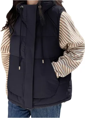 Women's New Hooded Short Loose Vest Outside The Vest Down Jacket Vest plus Size 2024 Women Hooded Coat